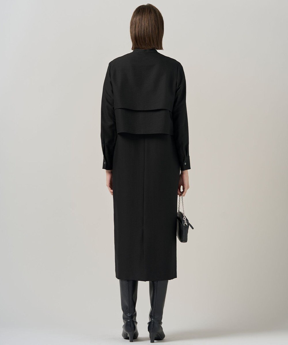 ICB 【洗える】ウールワッシャーツイル シャツドッキング ワンピース 