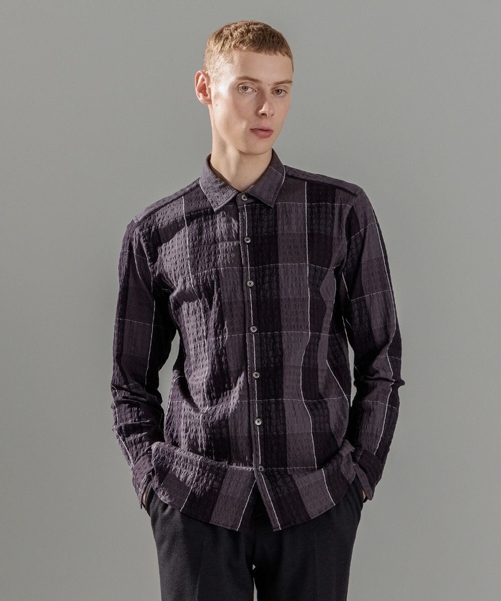 JOSEPH HOMME オーバーチェックジャガードストレッチ　レギュラーカラーシャツ 