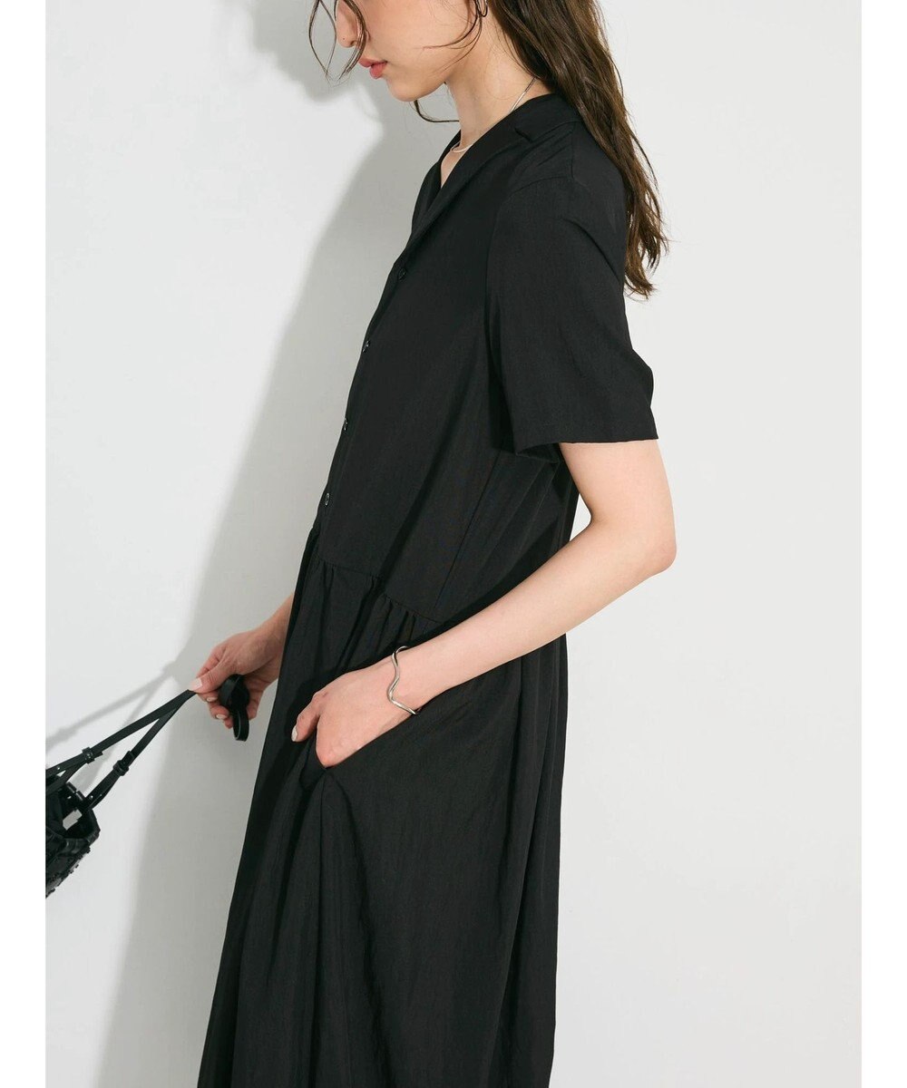 Green Parks ローウエスト切替開襟シャツワンピース 