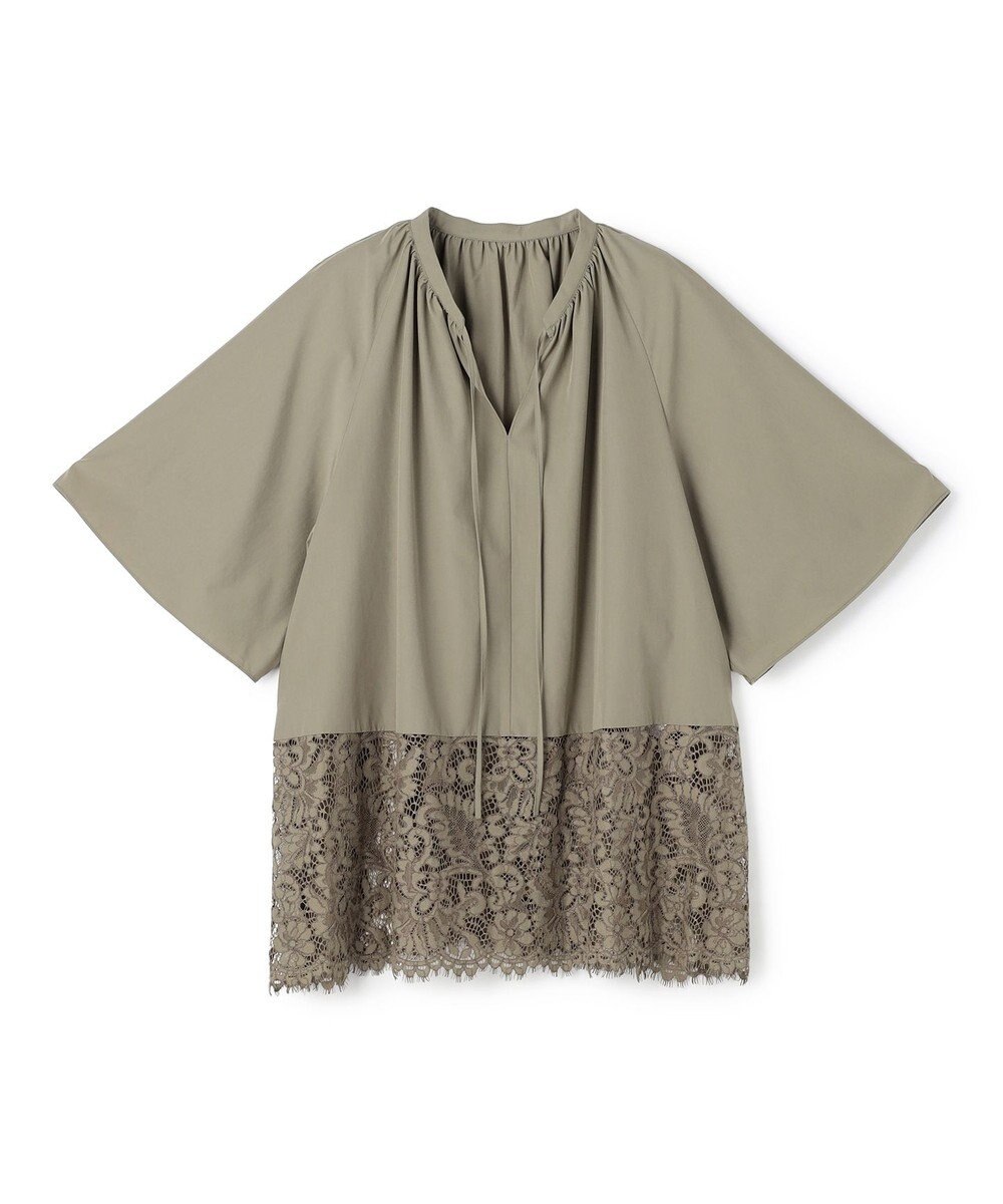 UNFILO L レースヘム ギャザーブラウス 