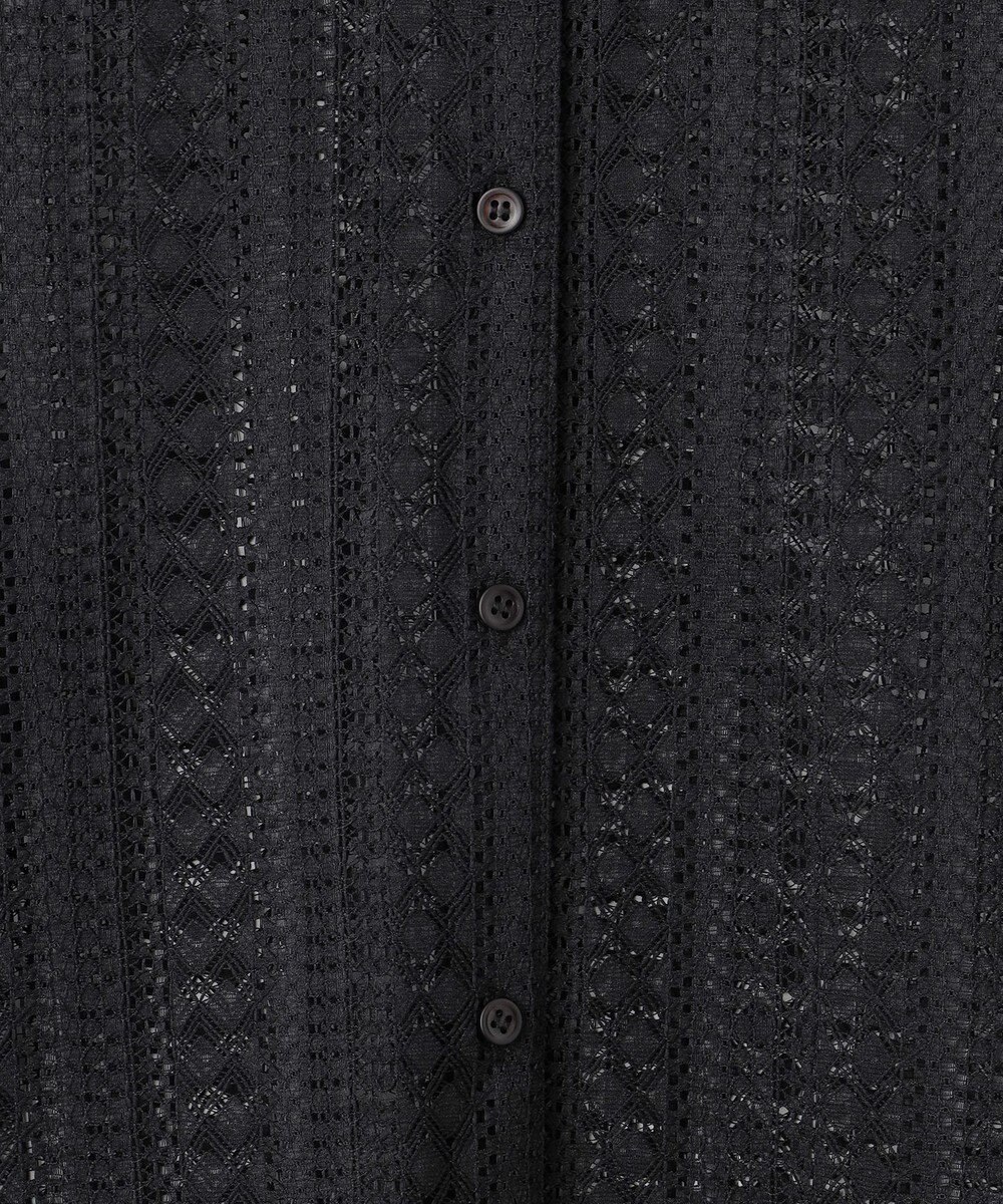 ICB 【洗える】 ストライプラッセルレース シャツ 