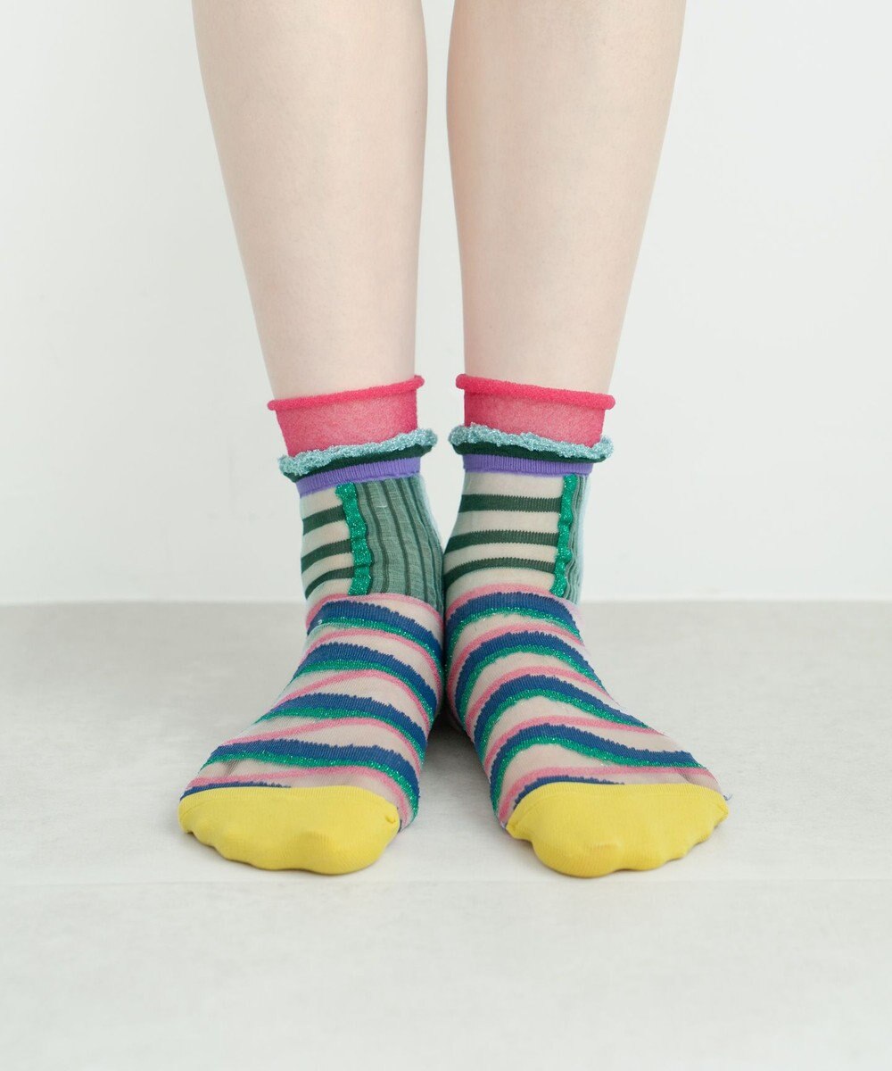 COQ WAVE ECHO シアーボーダーソックス 