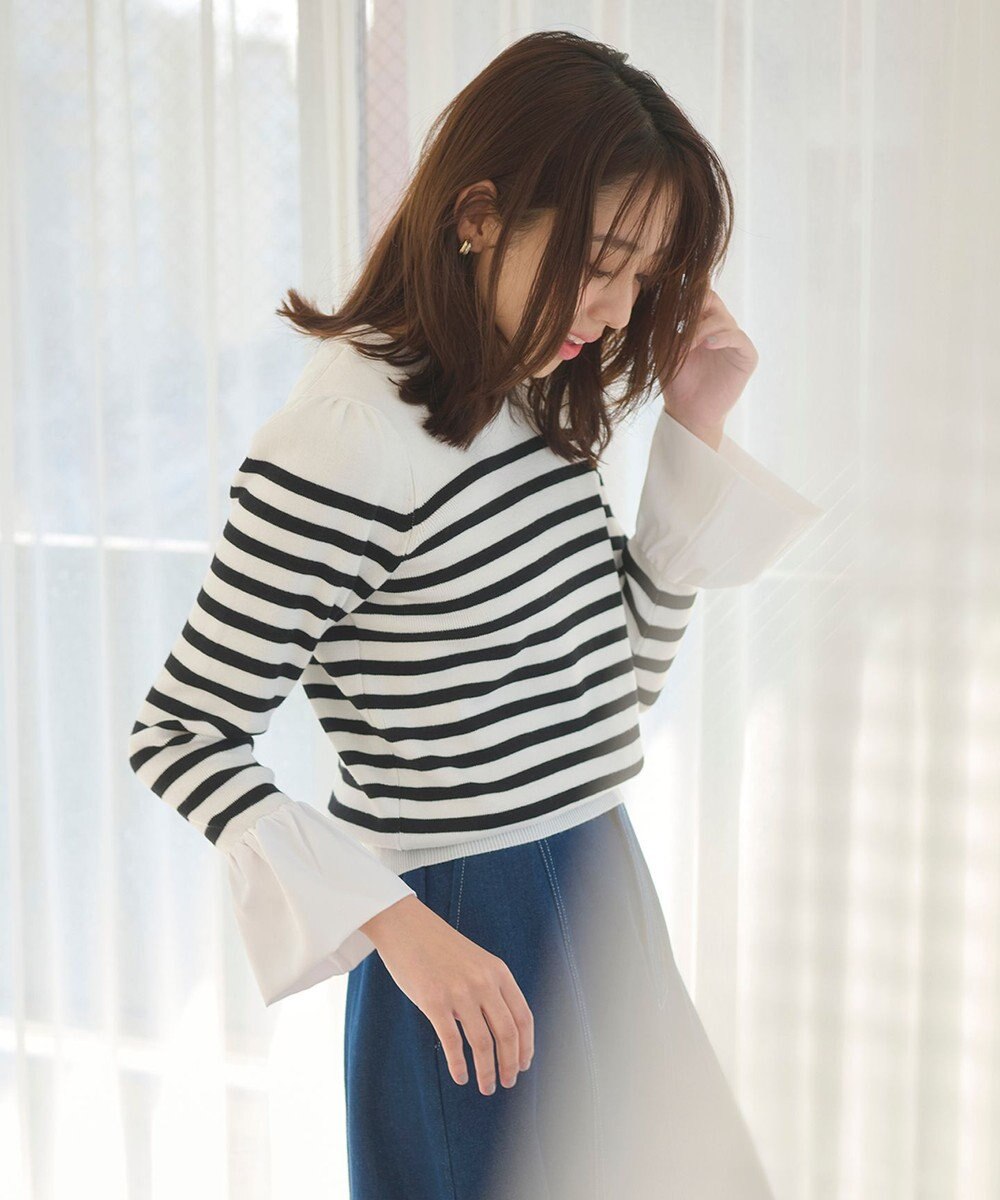 Feroux 【洗える】袖フレアニット プルオーバー 