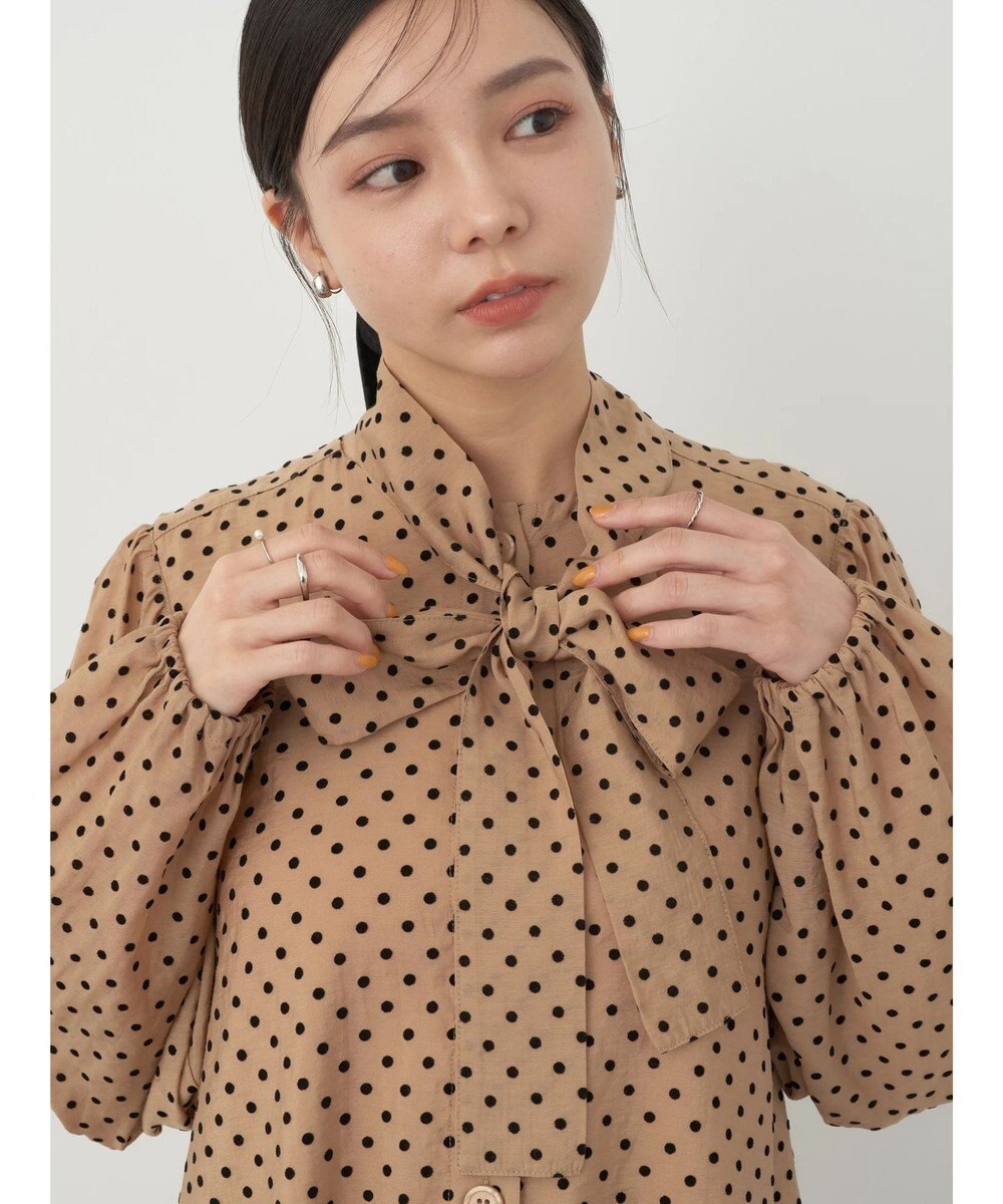 earth music&ecology ドットチュニック丈リボン付きワンピース 