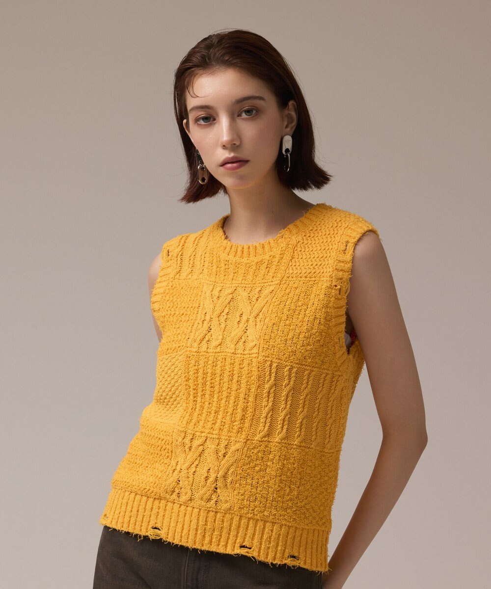 GRACE CONTINENTAL パッチワークニットトップ 