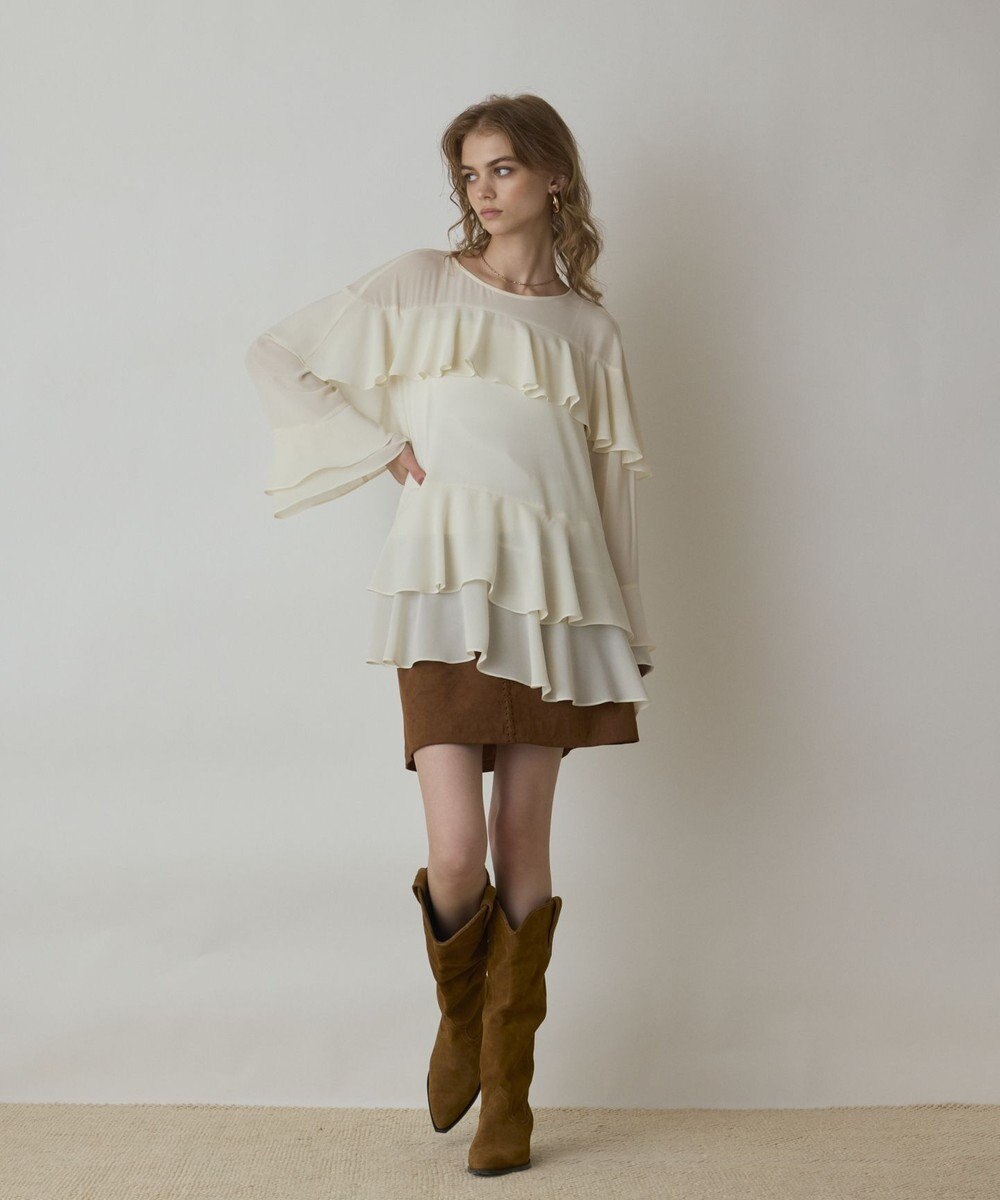 GRACE CONTINENTAL シフォンフリルブラウス 