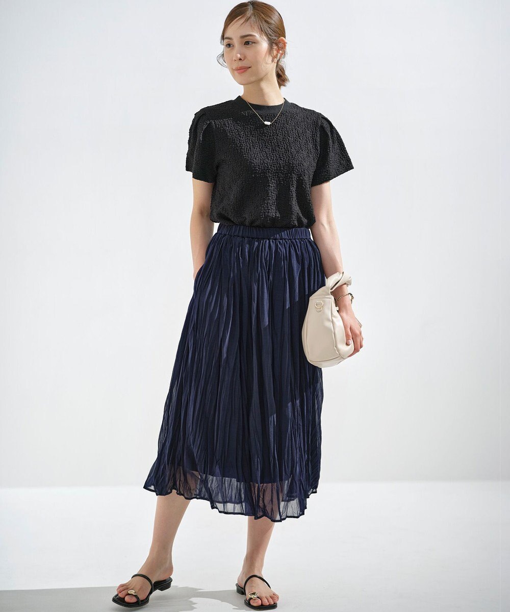 組曲 L 【WEB限定】ストレッチジャガード クロップドＴシャツ 