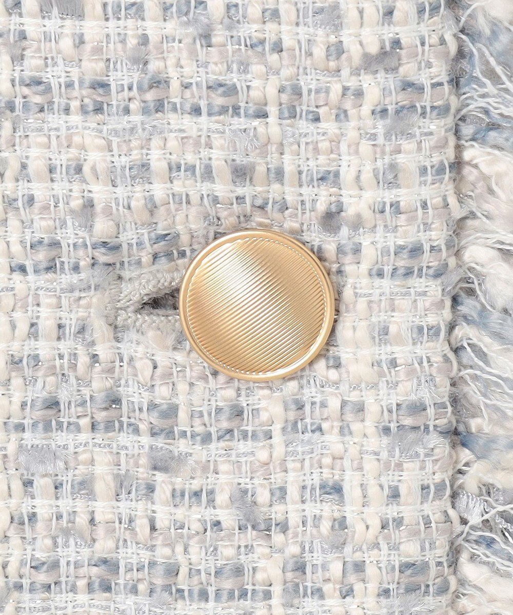 ANY SIS L ツイードノーカラーミドル ジャケット 