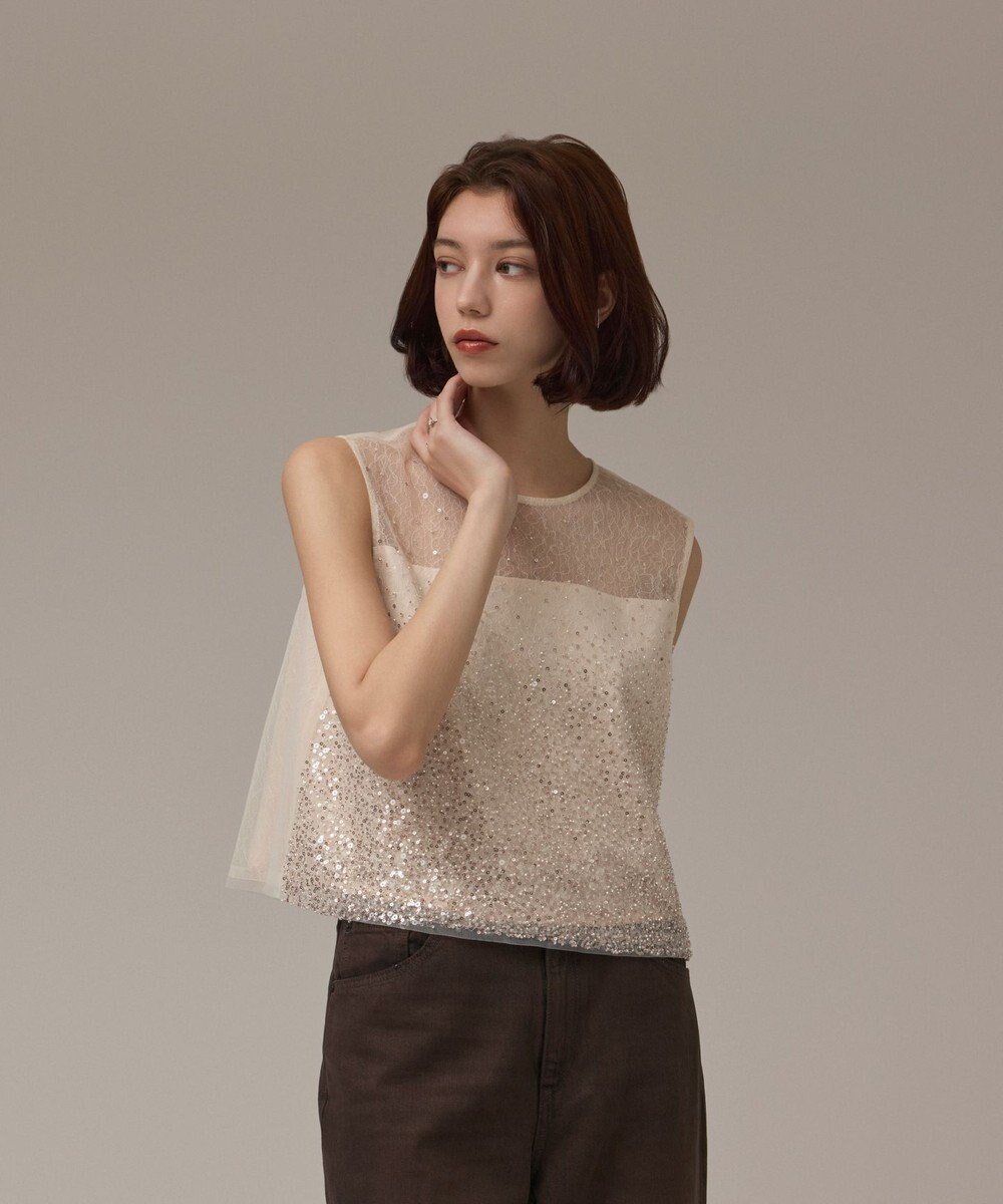 GRACE CONTINENTAL ビーズ刺繍トップ 