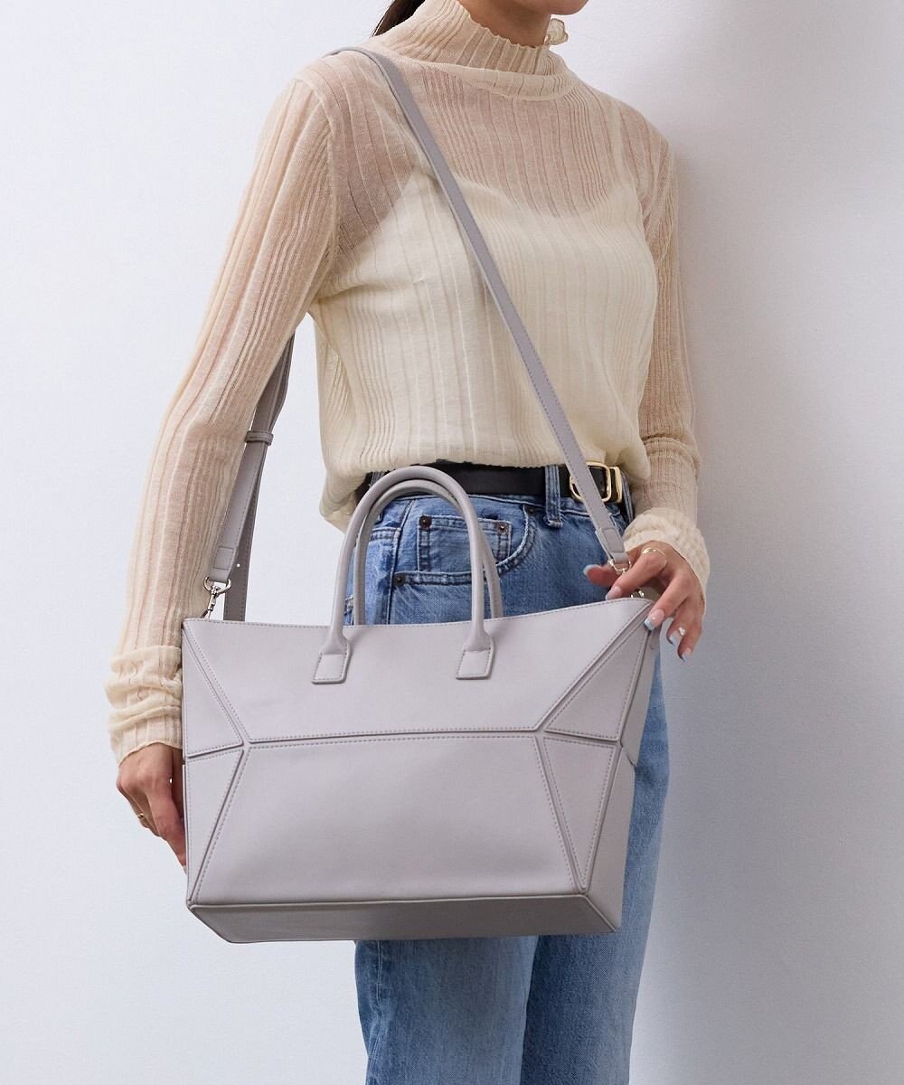 TOPKAPI 【TREASURE TOPKAPI】フェイクレザー ジオメトリック ショルダー付 トートバッグ 