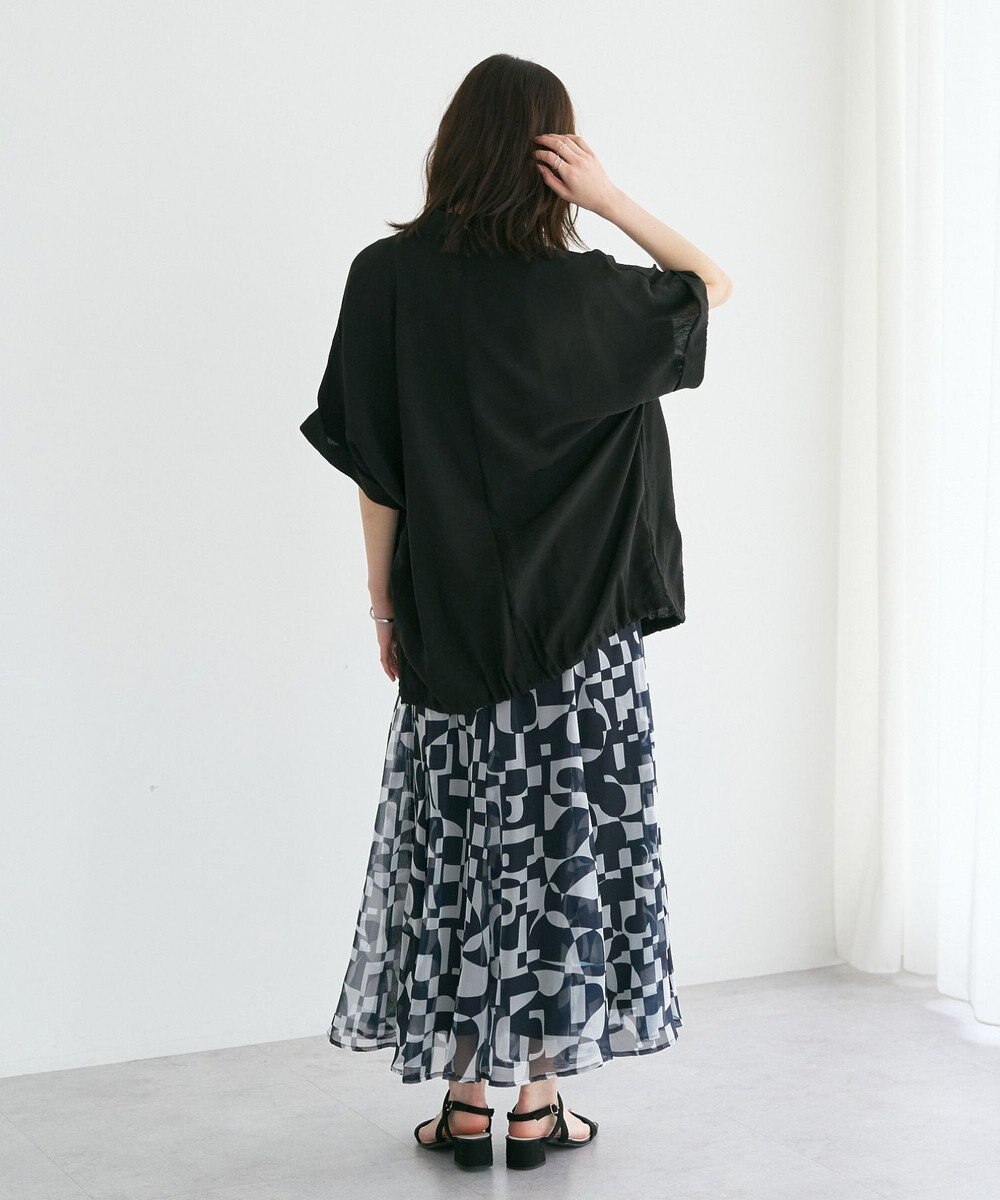 YECCA VECCA アート柄シアーロングスカート 