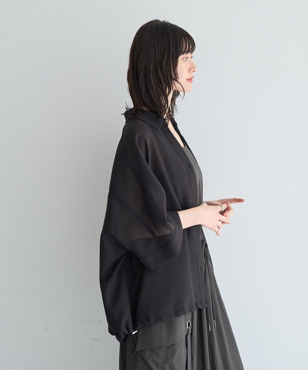 YECCA VECCA 　裾ドロストメッシュシャツ 