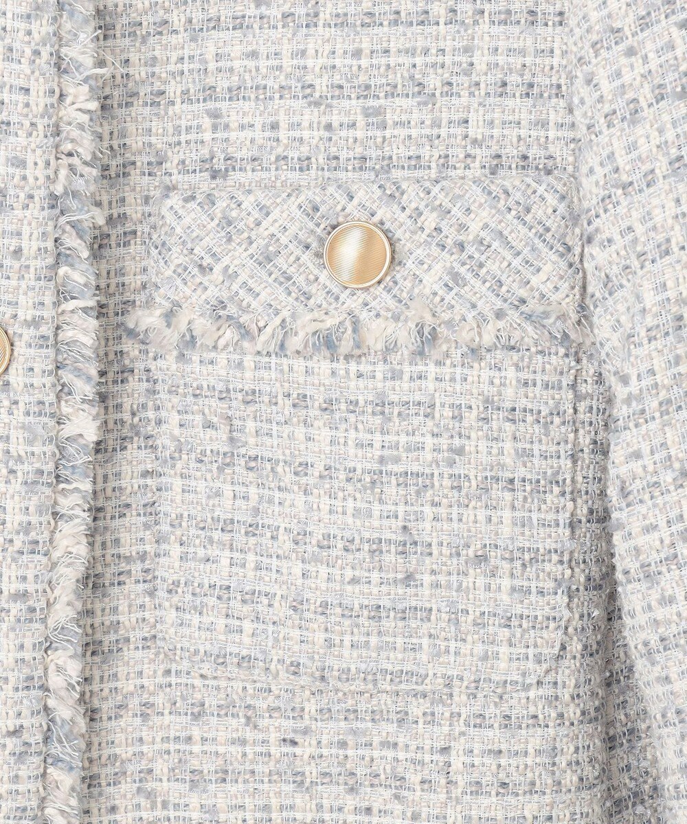 ANY SIS L ツイードノーカラーミドル ジャケット 