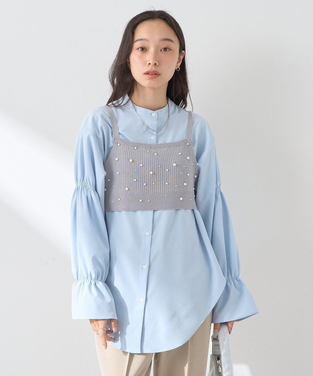 earth music&ecology ＳＥＴ２点パールビスチェ＋シャツ 