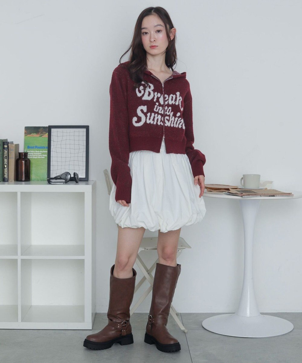 WEGO フラッフィーグラフィックジャガードニットZIPパーカー 