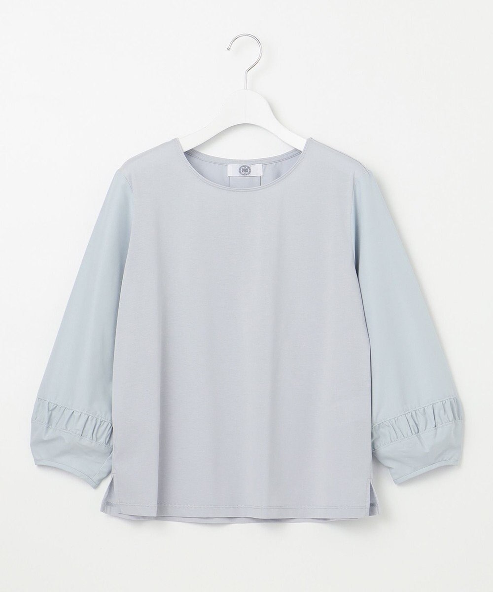 J.PRESS LADIES L コンビジャージー ギャザースリーブ カットソー 