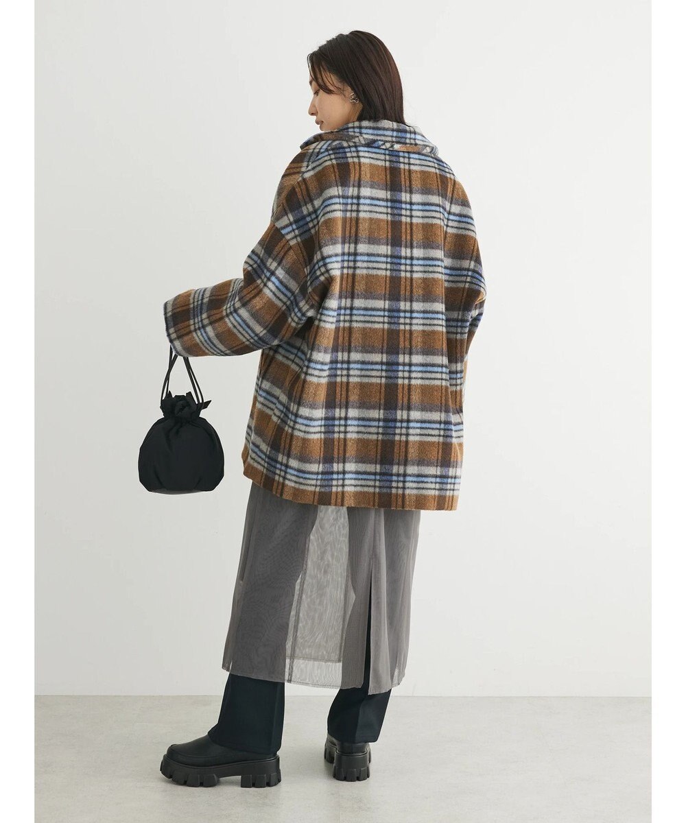 Green Parks ・ＥＬＥＮＣＡＲＥ　ＤＵＥ　シャギーチェックミドルコート 