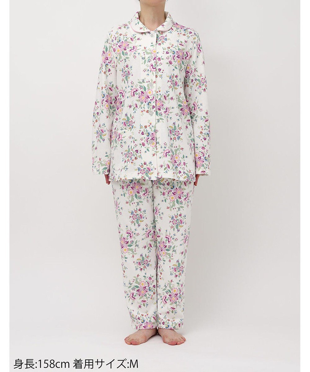 WACOAL ワコール_リラックス＆スリープ パジャマ 綿混(本体) あったか 長袖 長ズボン ミントン レディース NDW462 /ワコール 