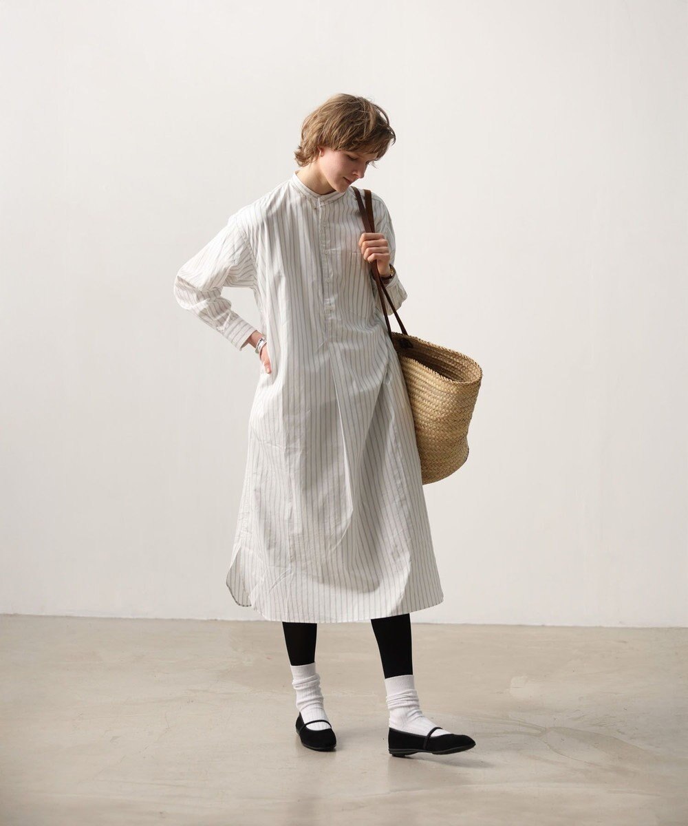 LENO STRIPE SHIRTS DRESS / ストライプシャツドレス 
