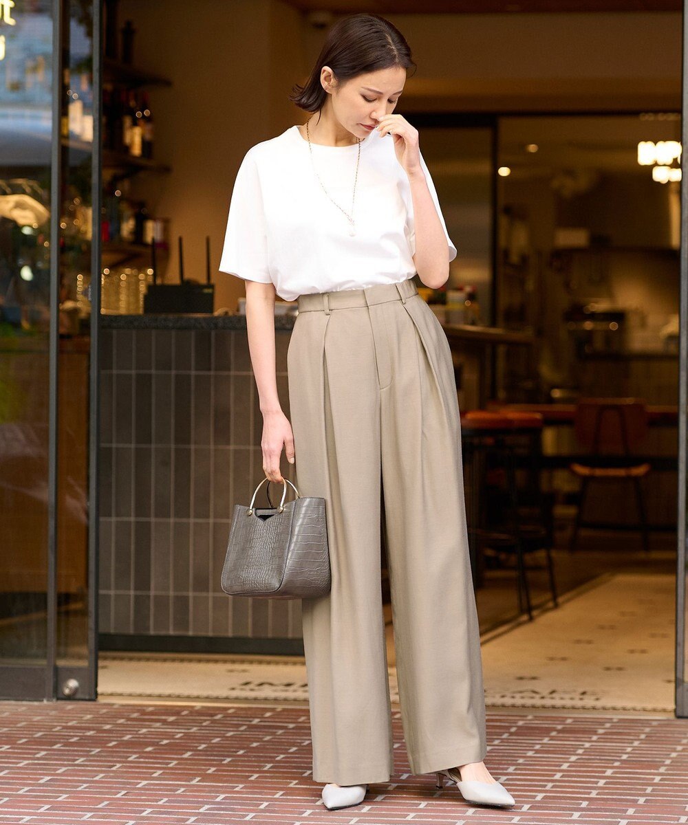 自由区 【XSサイズ～/洗える/セット可】キュプラリネンシャンタン ワイドパンツ 