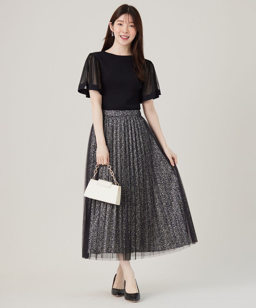 ANY SIS 【洗える】チュールスリーブ ニット 