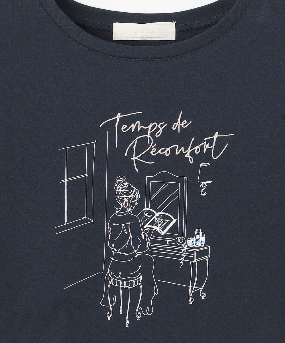 ANY SIS L 線画×刺繍ロゴ Tシャツ 