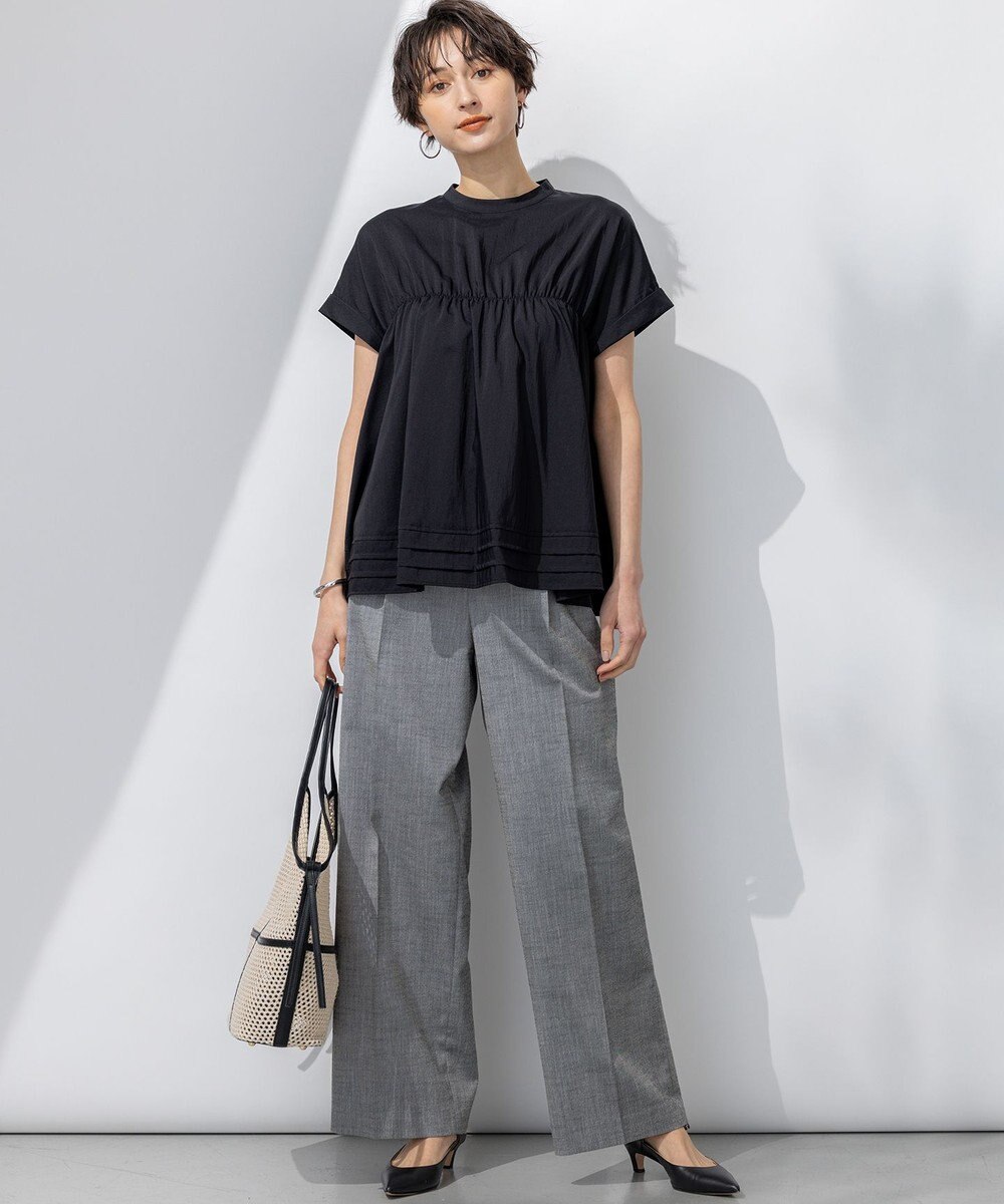 23区 【セットアップ対応/洗える】スラブツイードストレッチ ワイド パンツ 