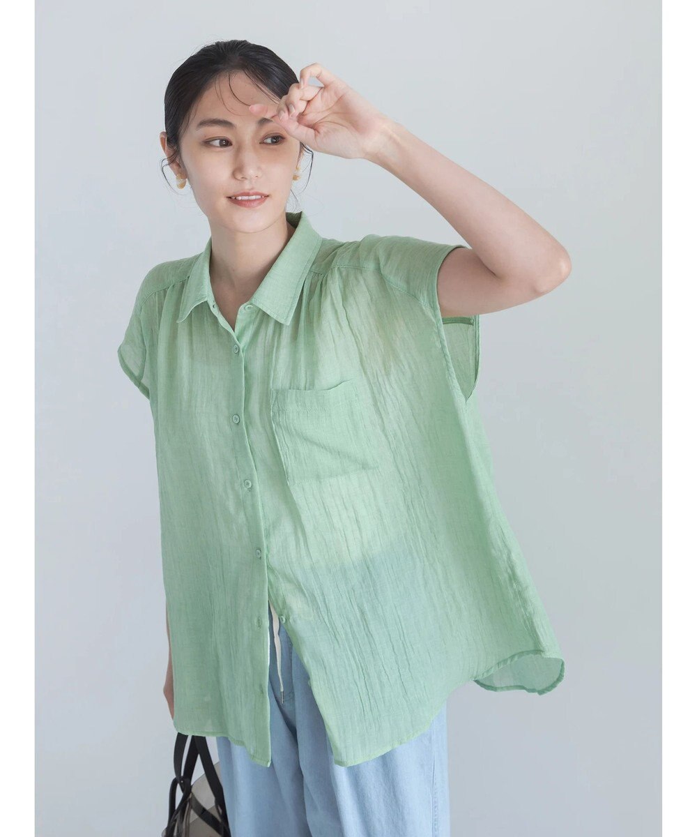 Te chichi 【7色展開】シャンブレーボイルフレンチスリーブシャツ 