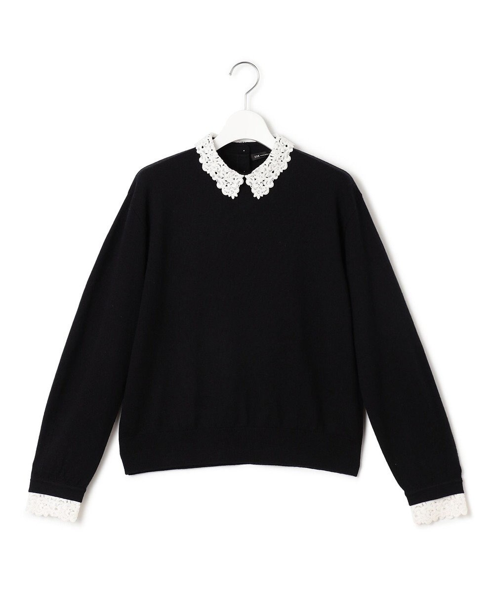 23区 【洗える】エンブロイダリー 襟デザイン ニット 