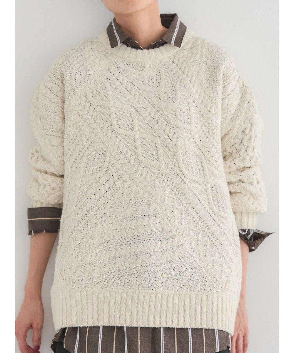 AMERICAN HOLIC パッチワークケーブルニットチュニック 