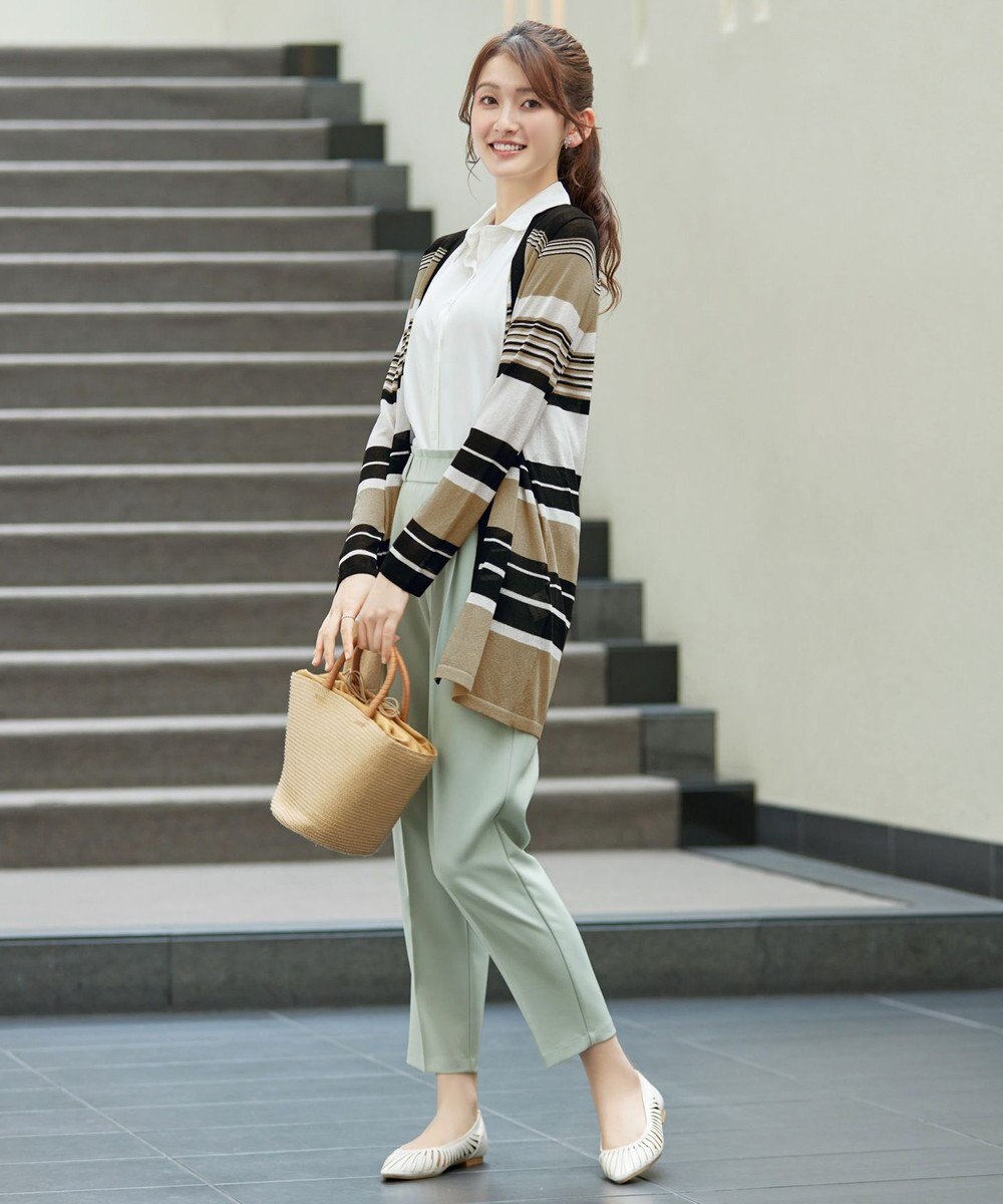 Tiaclasse マルチボーダーカーディガン 