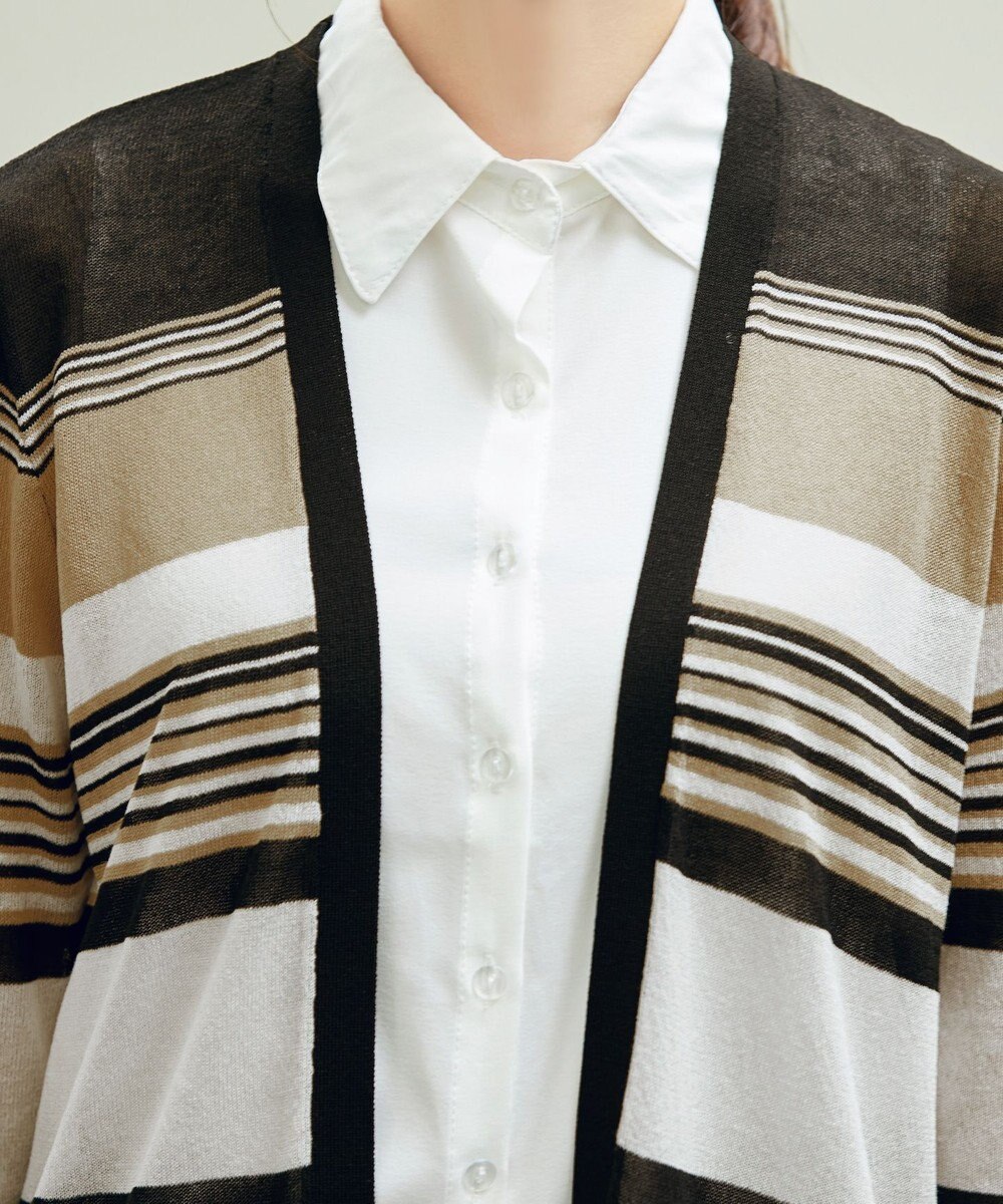 Tiaclasse マルチボーダーカーディガン 