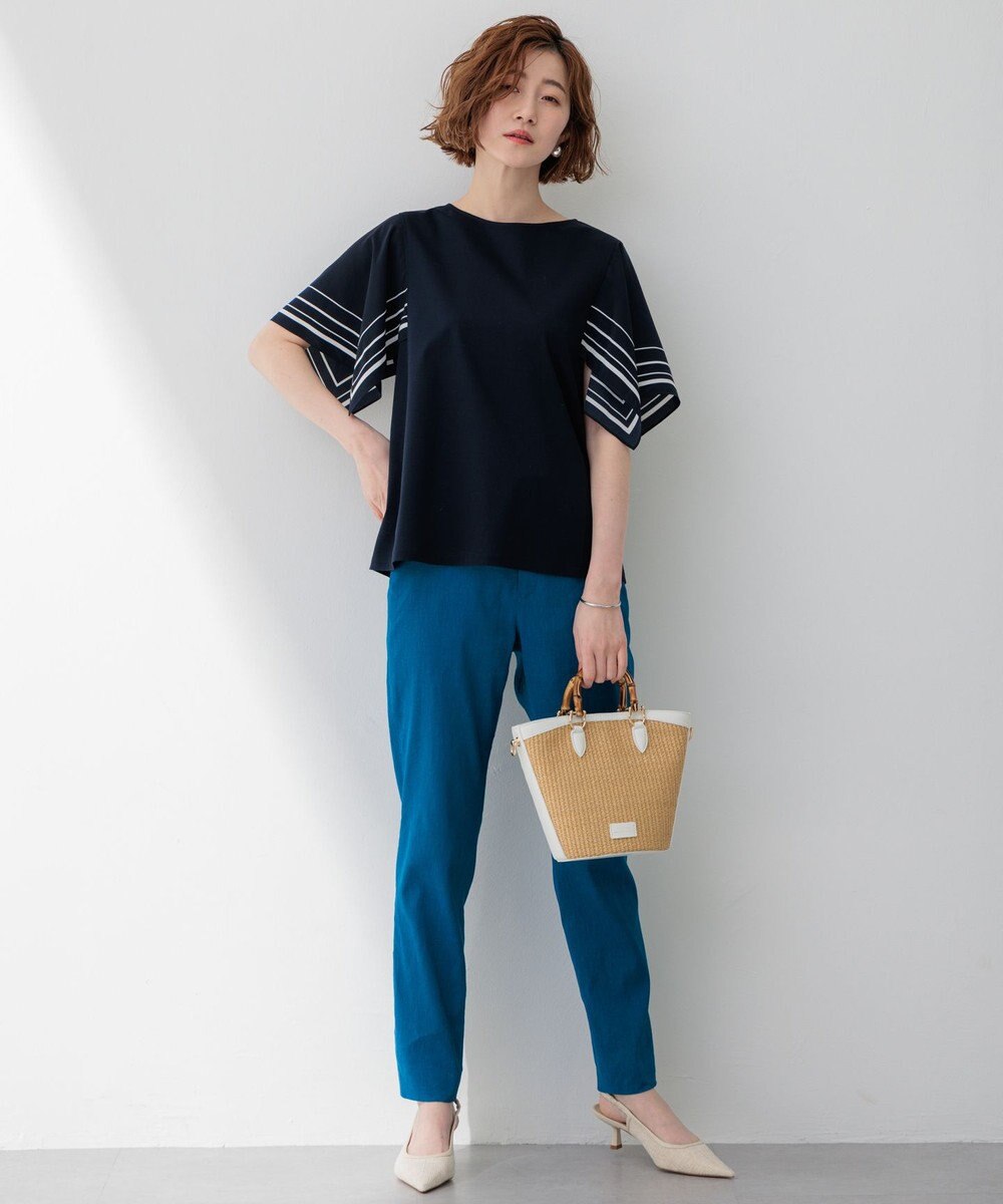 23区 S 【洗える】スカーフプリントコンビ スリーブデザイン カットソー 