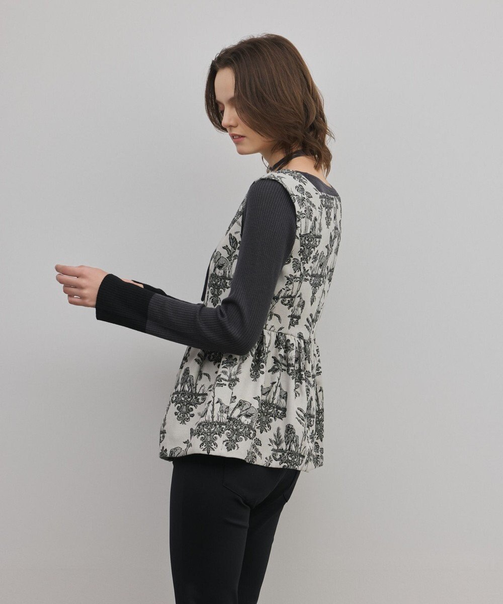 GRACE CONTINENTAL アニマルジャガードペプラムベスト 