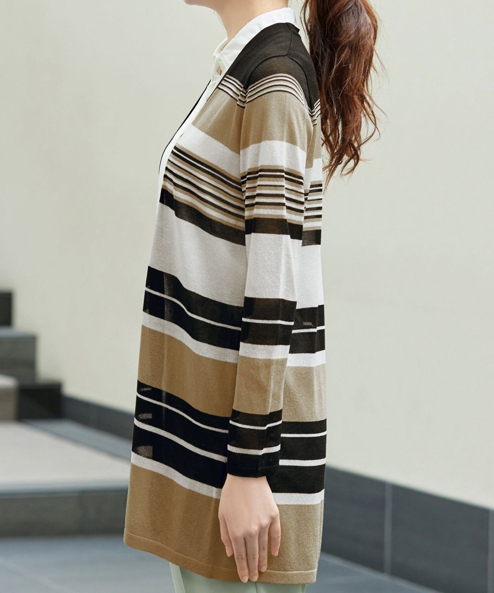 Tiaclasse マルチボーダーカーディガン 