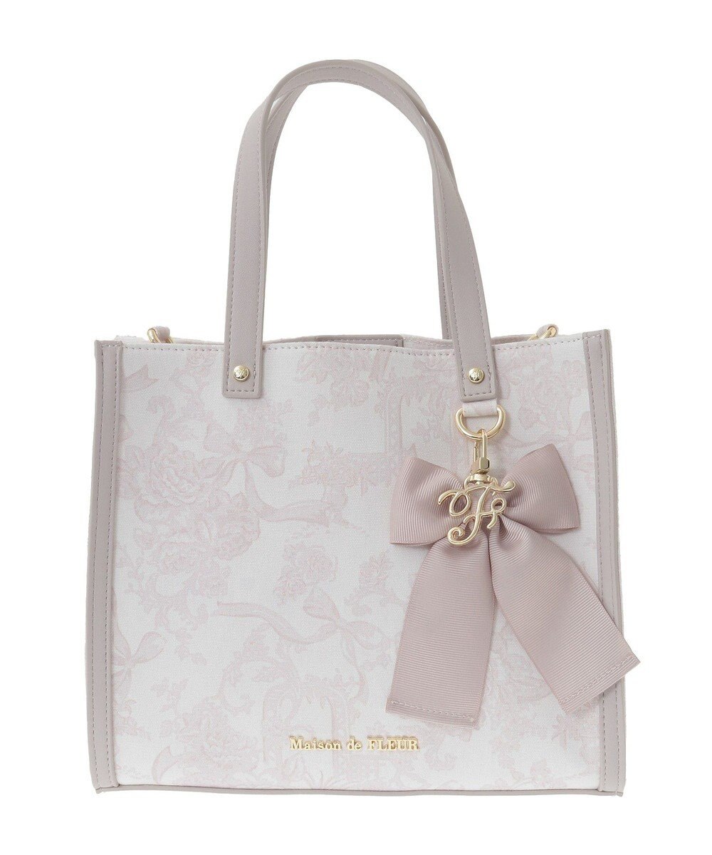 Maison de FLEUR フラワーガーデンプリント2Wayスクエアトート 