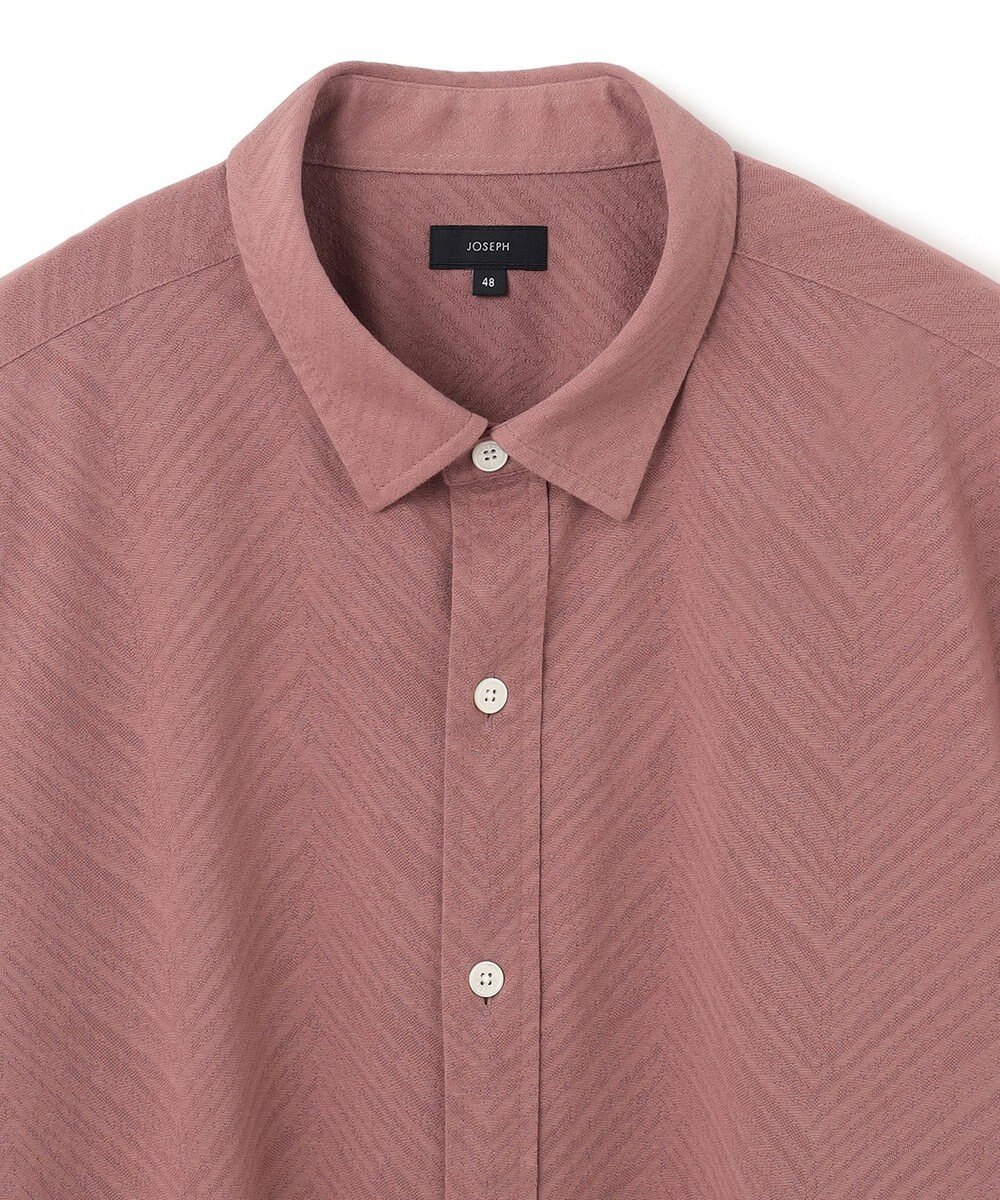 JOSEPH HOMME ブロークンヘリンボンジャージー　レギュラーカラー半袖シャツ 