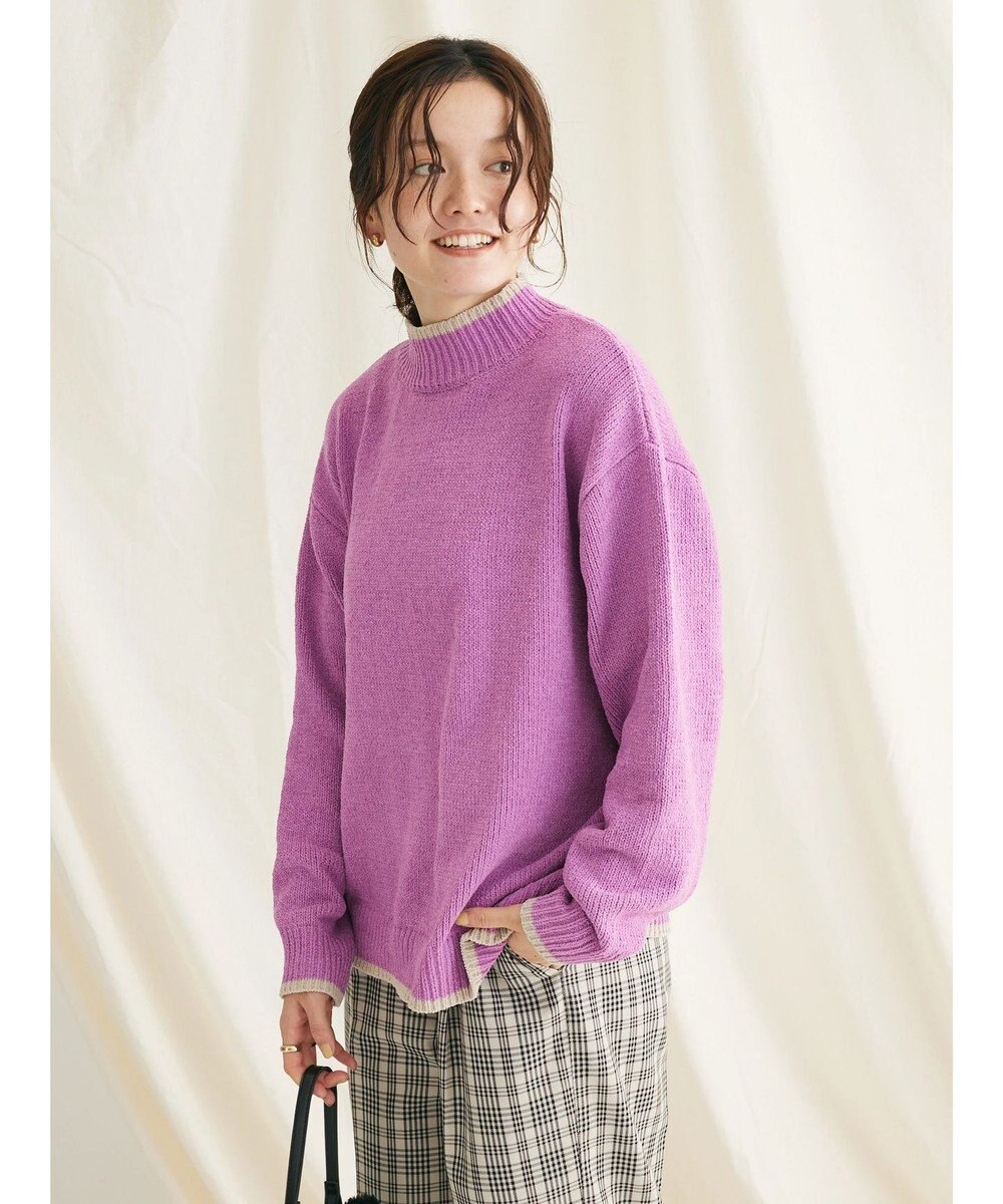 CRAFT STANDARD BOUTIQUE 洗えるモールニット配色プルオーバー 