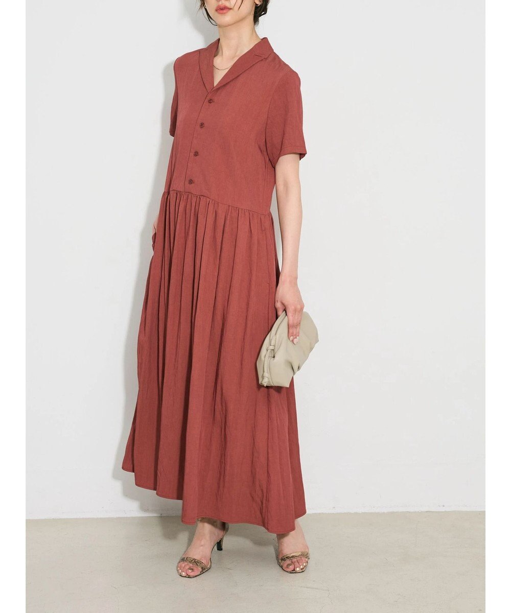 Green Parks ローウエスト切替開襟シャツワンピース 