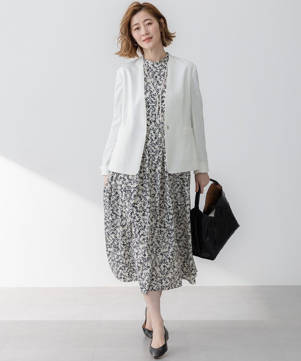 23区 L 【洗える】シャドーリーフプリント ワンピース 