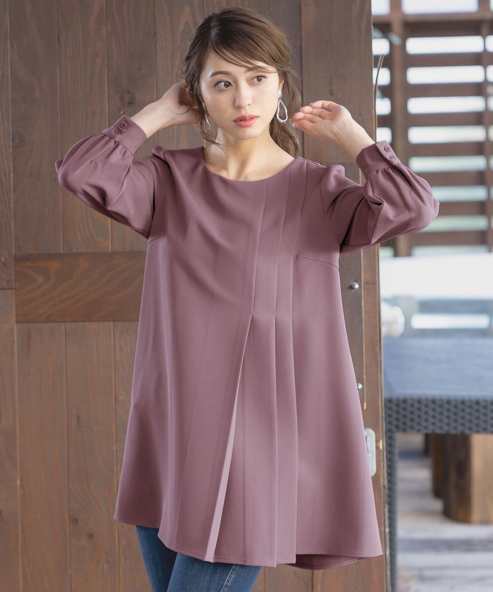 Tiaclasse L 【洗える】アシンメトリ―タックチュニック 