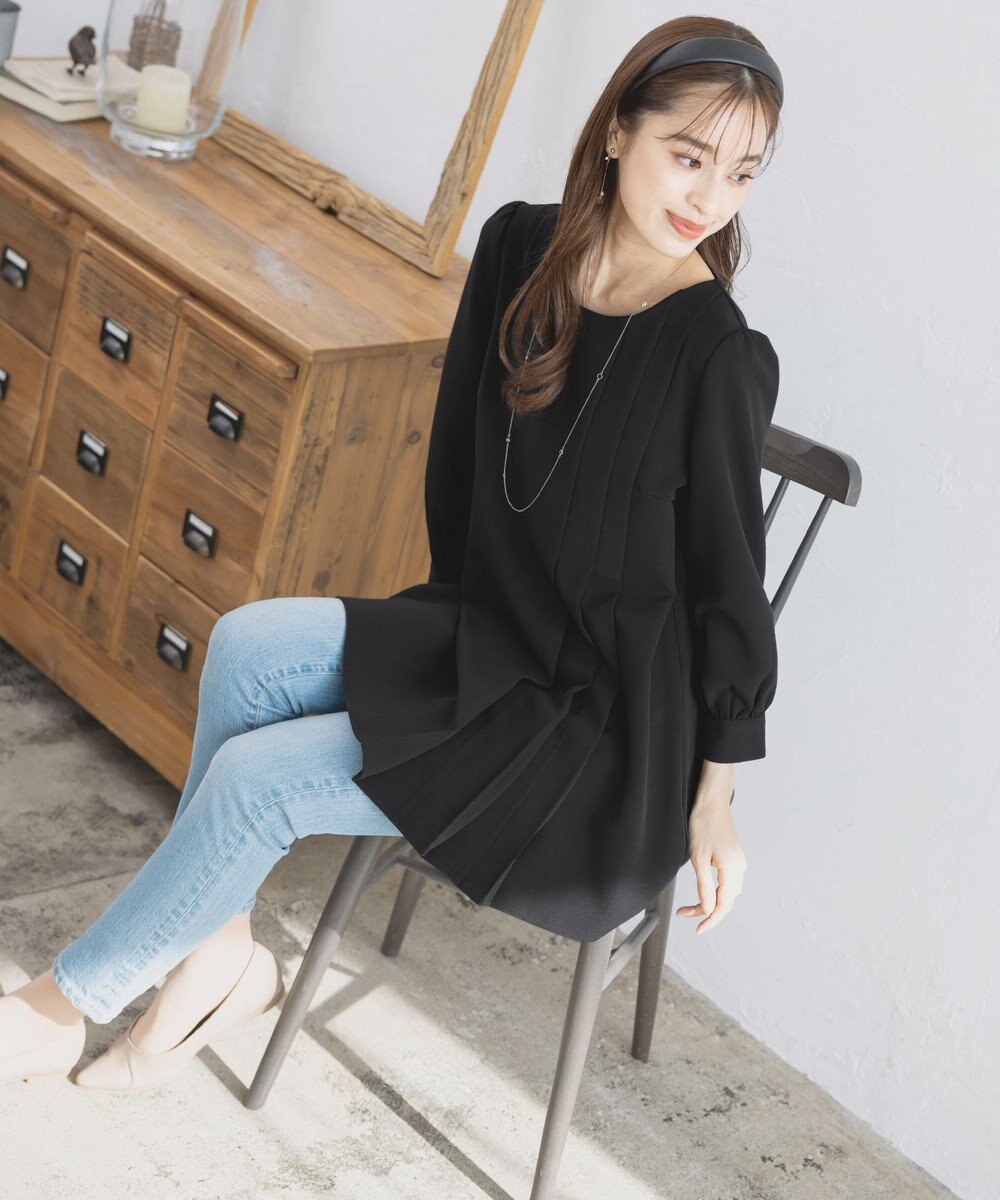 Tiaclasse L 【洗える】アシンメトリ―タックチュニック 