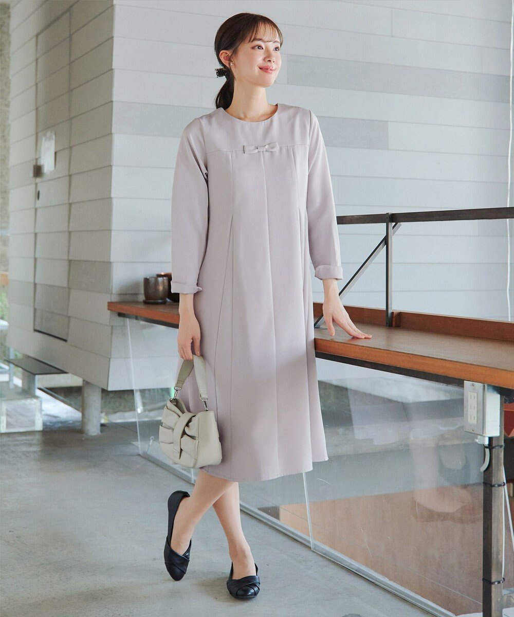 Tiaclasse L 【安田美沙子さん着用・洗える】フレアAラインリボンワンピース 