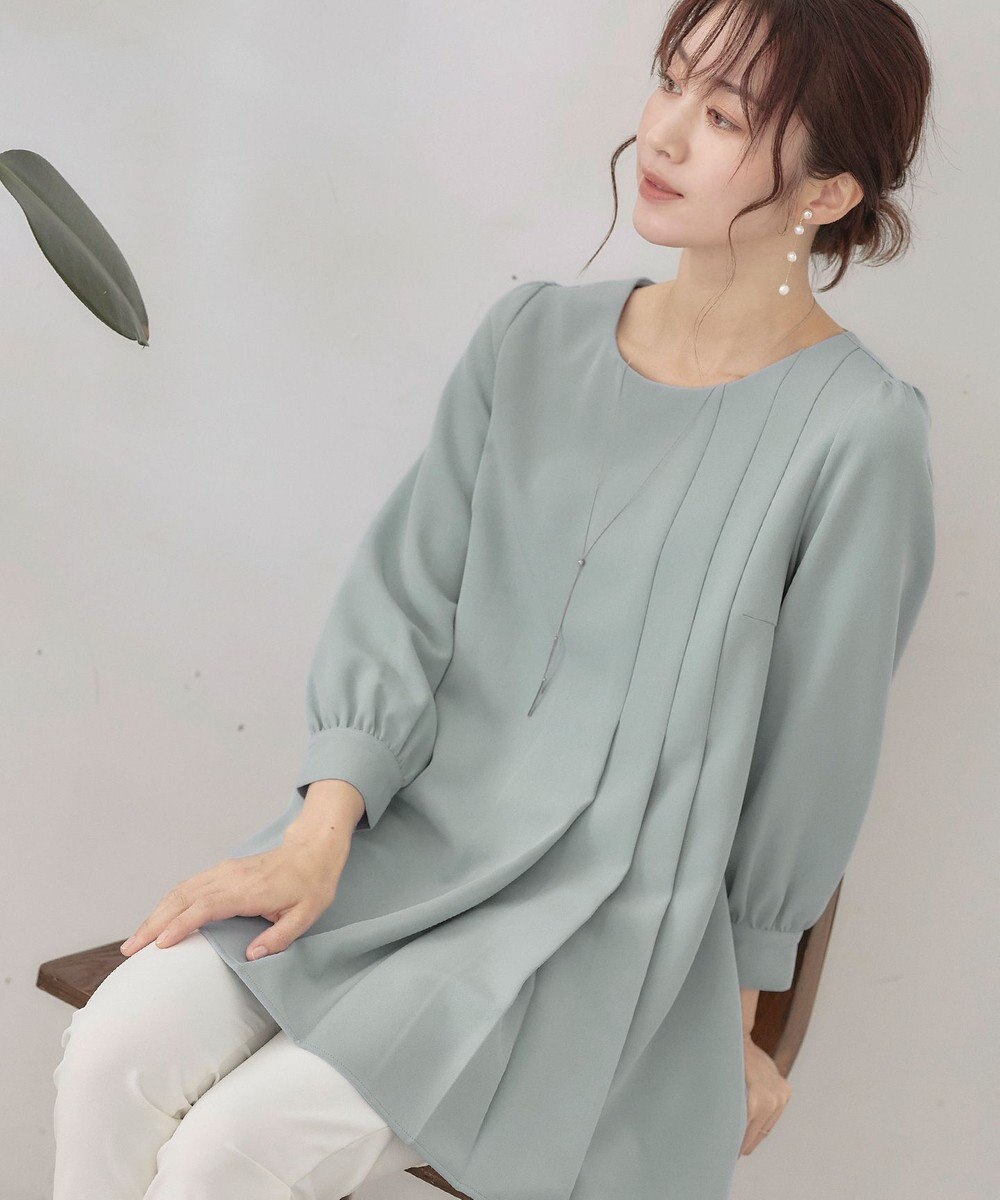 Tiaclasse L 【洗える】アシンメトリ―タックチュニック 