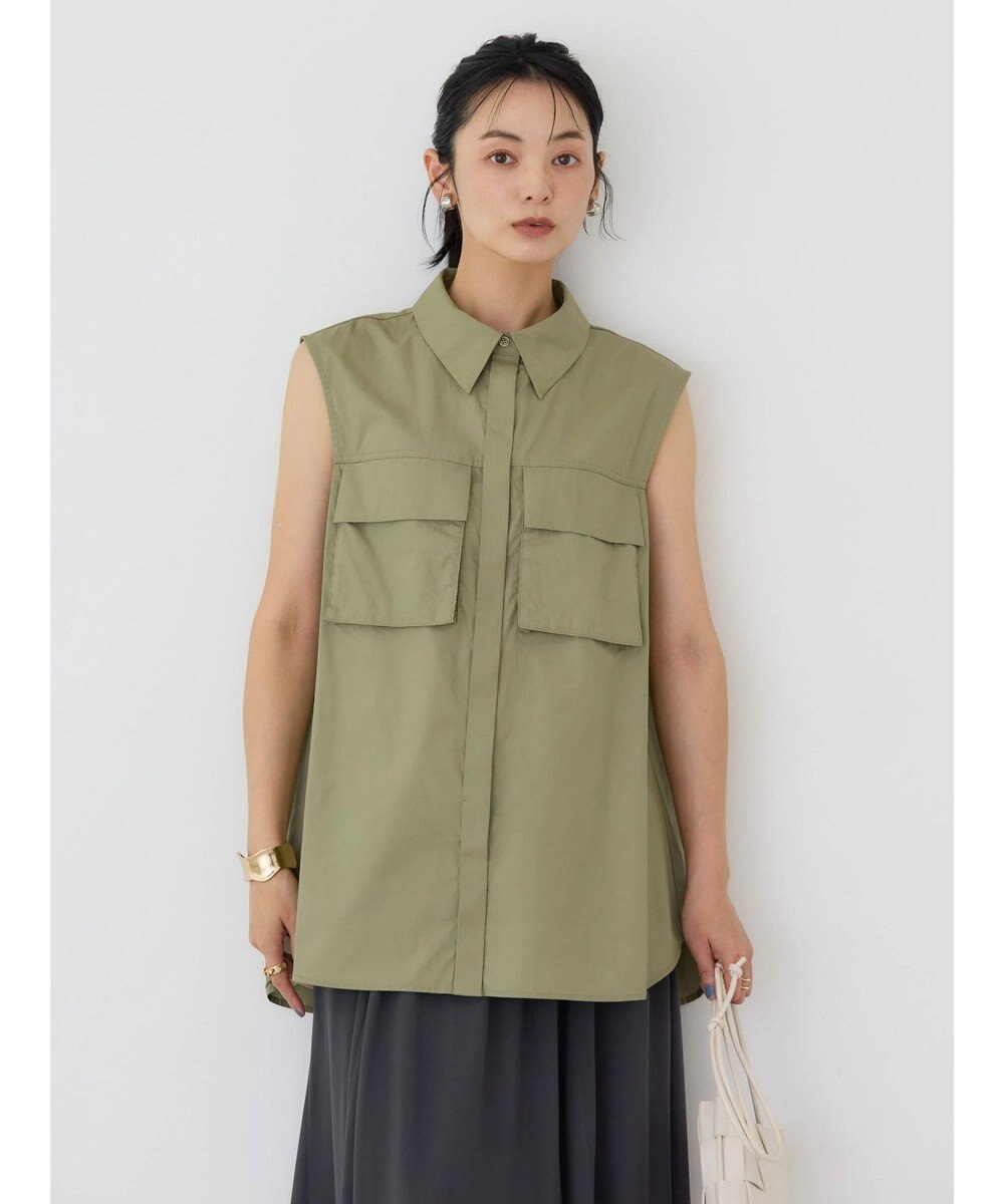 AMERICAN HOLIC ノースリーブＷポケットシャツ 