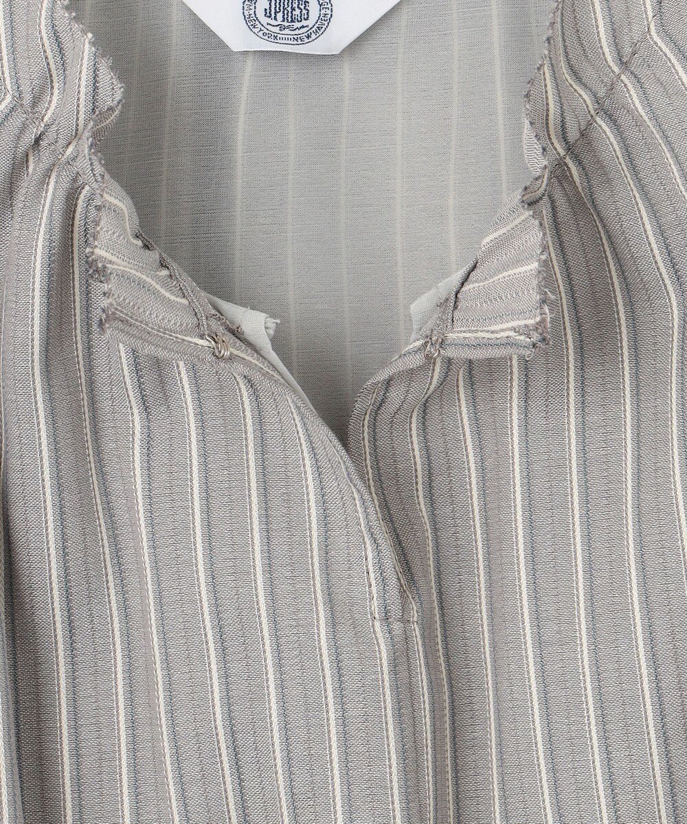 J.PRESS LADIES L プロビスストライプチェック フリルネック カットソー 