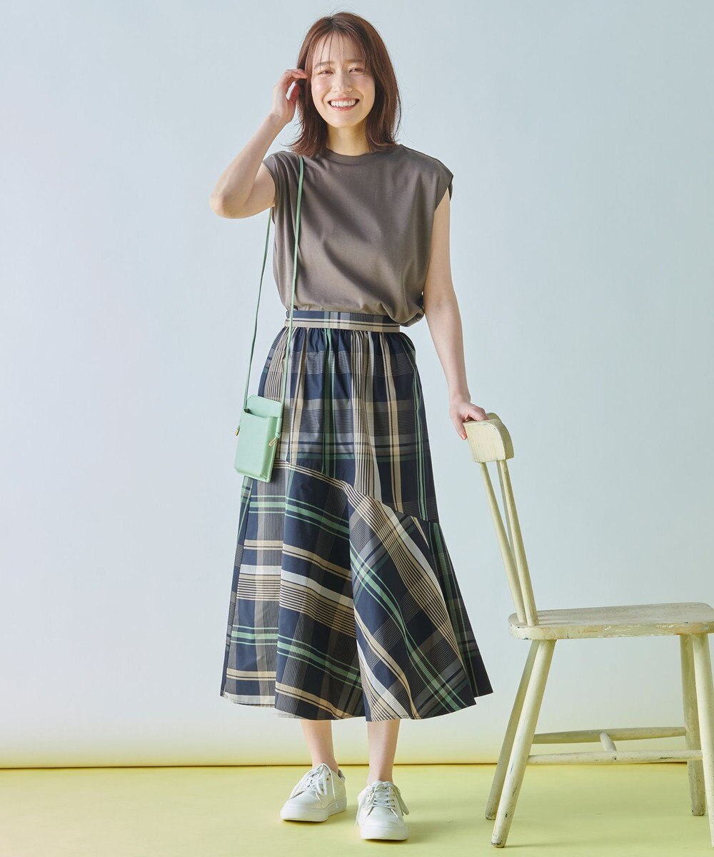 ANY L 【洗濯機可能/ウエストゴム】ビックチェックマーメイドスカート 