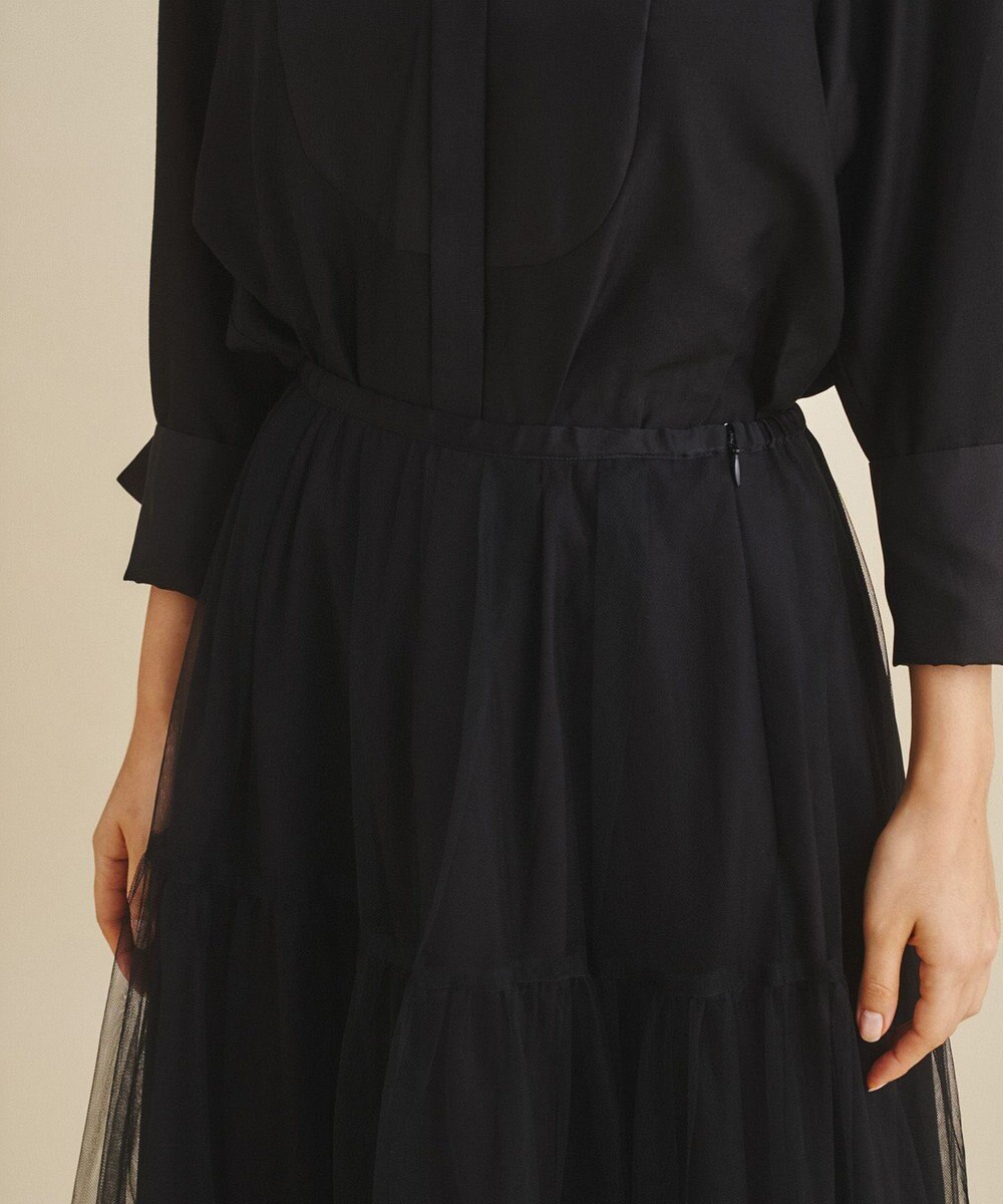 GRACE CONTINENTAL ブラックタフタオーバースカート 