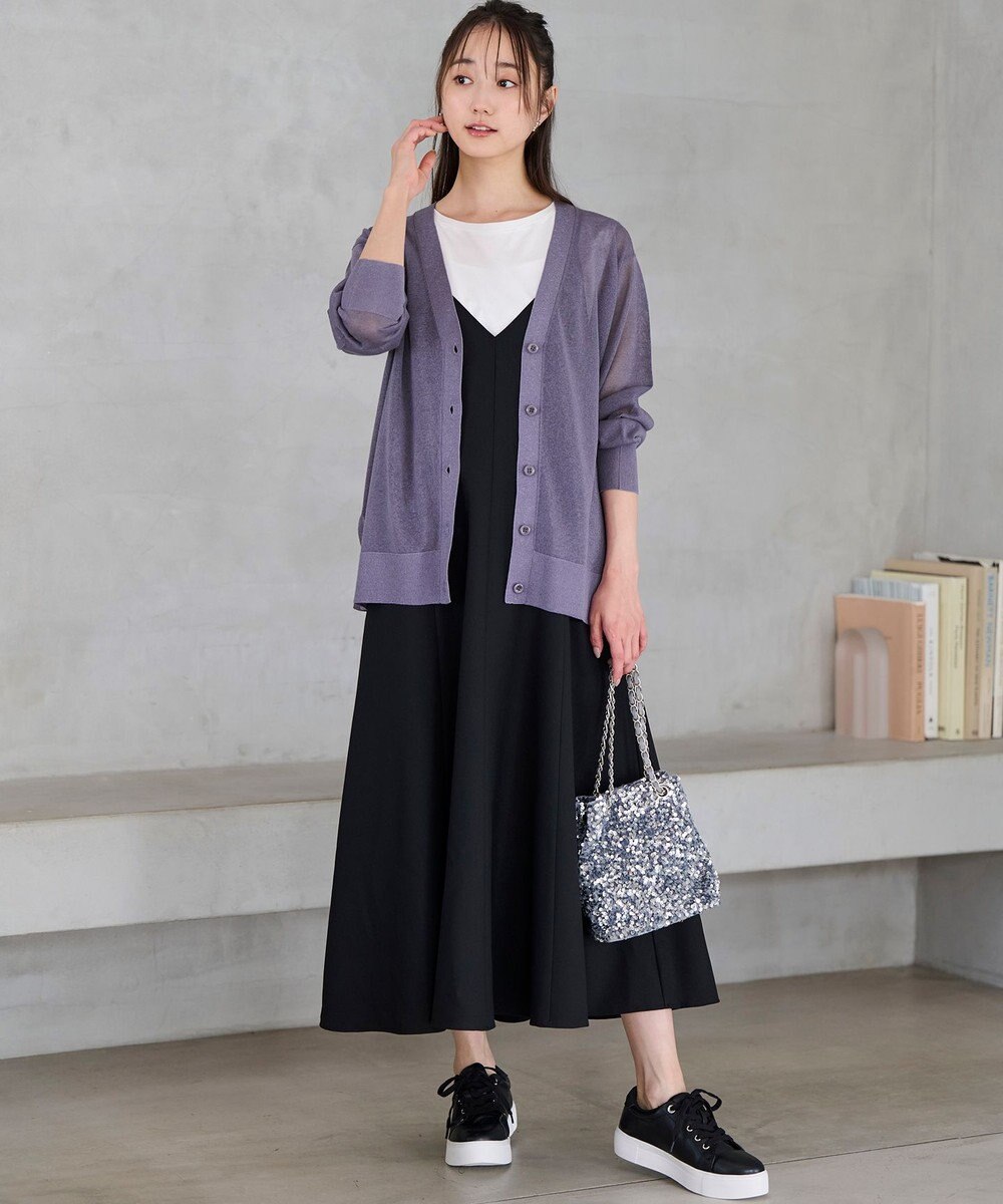 ANY SIS 【洗える】シアーVネック カーディガン 