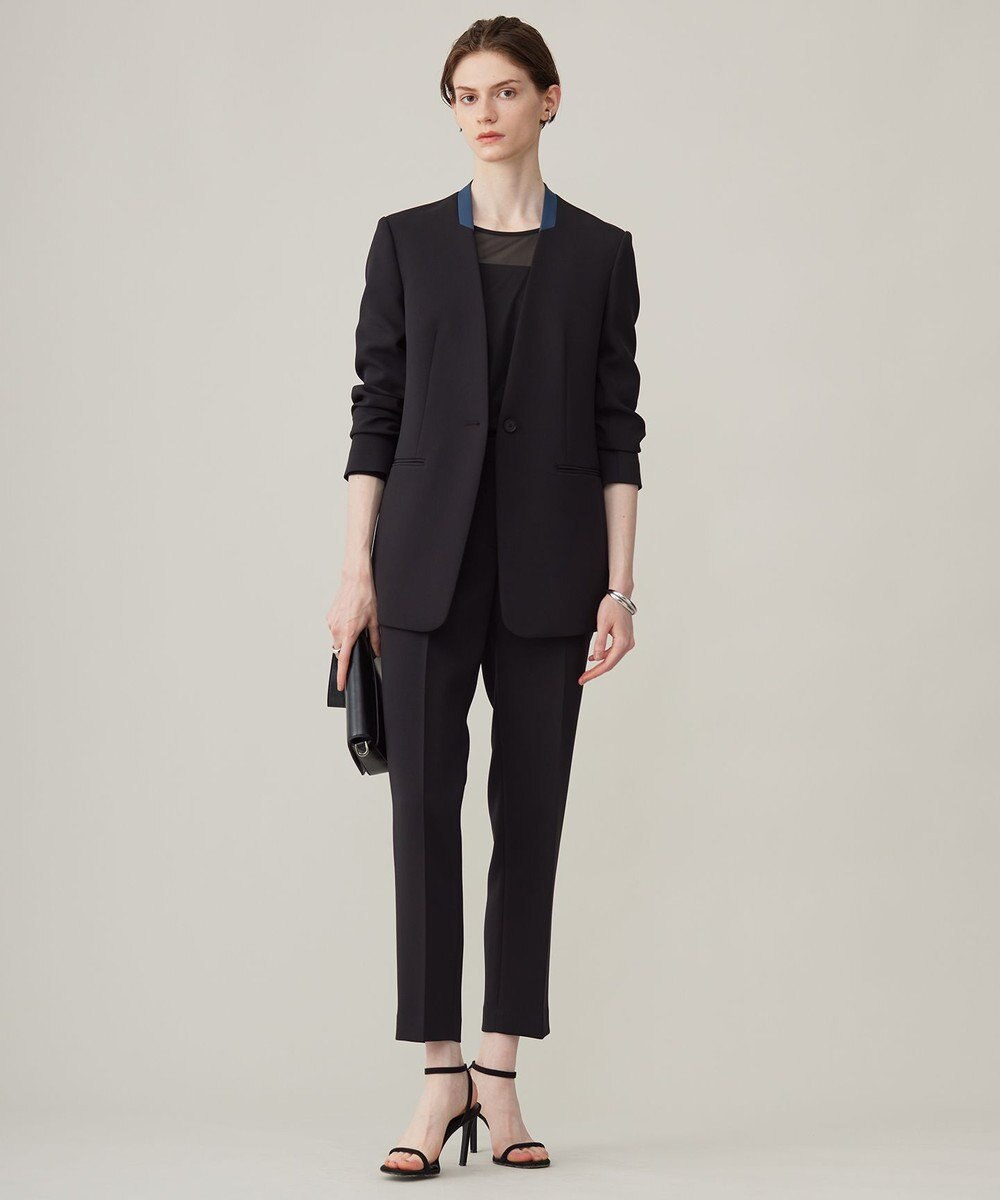 ICB 【洗える】トリプルクロスツイル ノーカラージャケット 